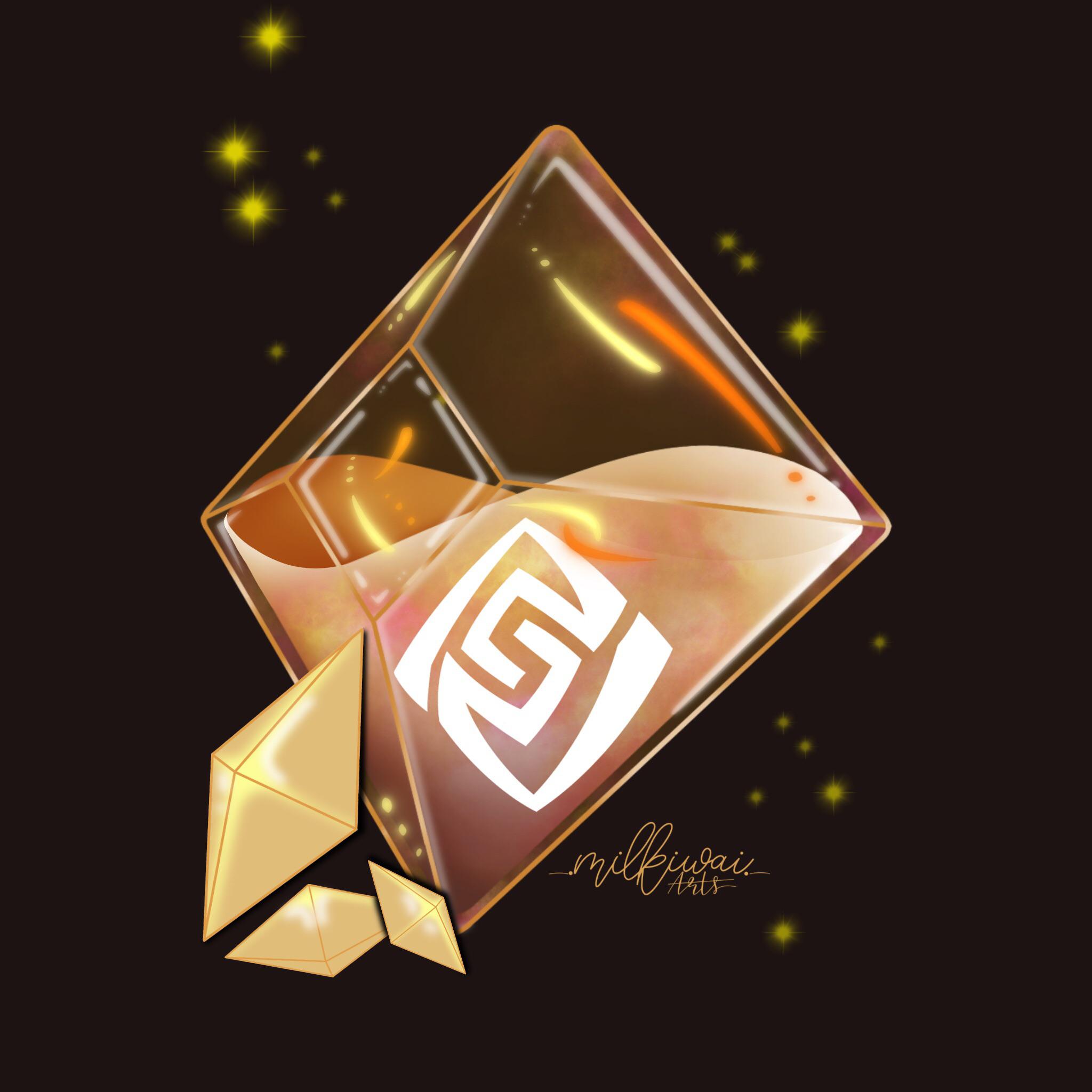 For No.2 in my genshin vision collection I drew the geo vision crystal