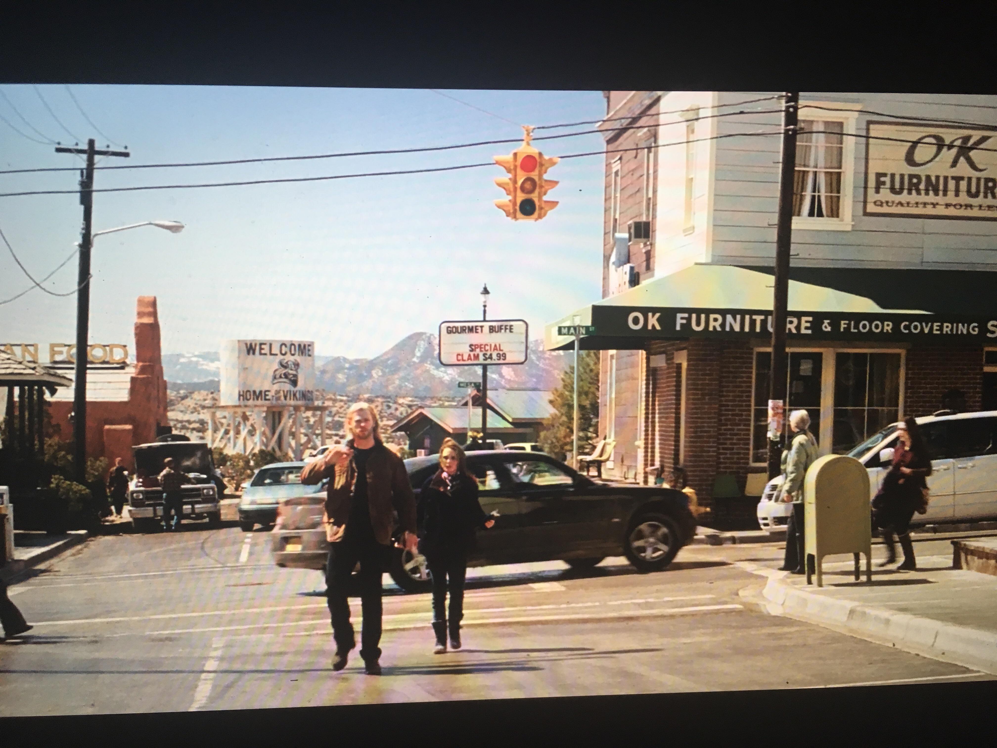 In Thor (2008) you can see in the background of this shot a sign that