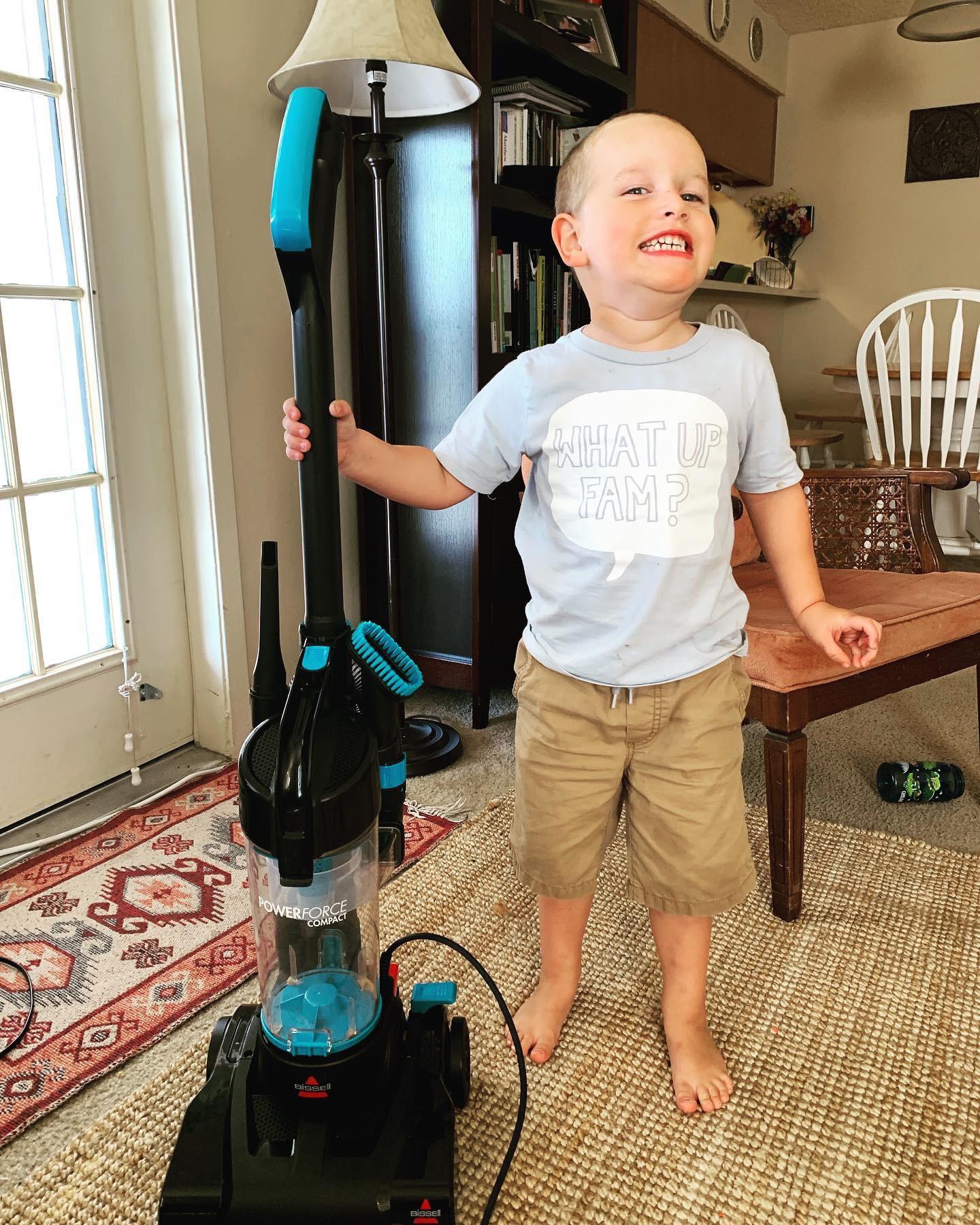 My nephew is obsessed with vacuums. He finally got his own Bissel