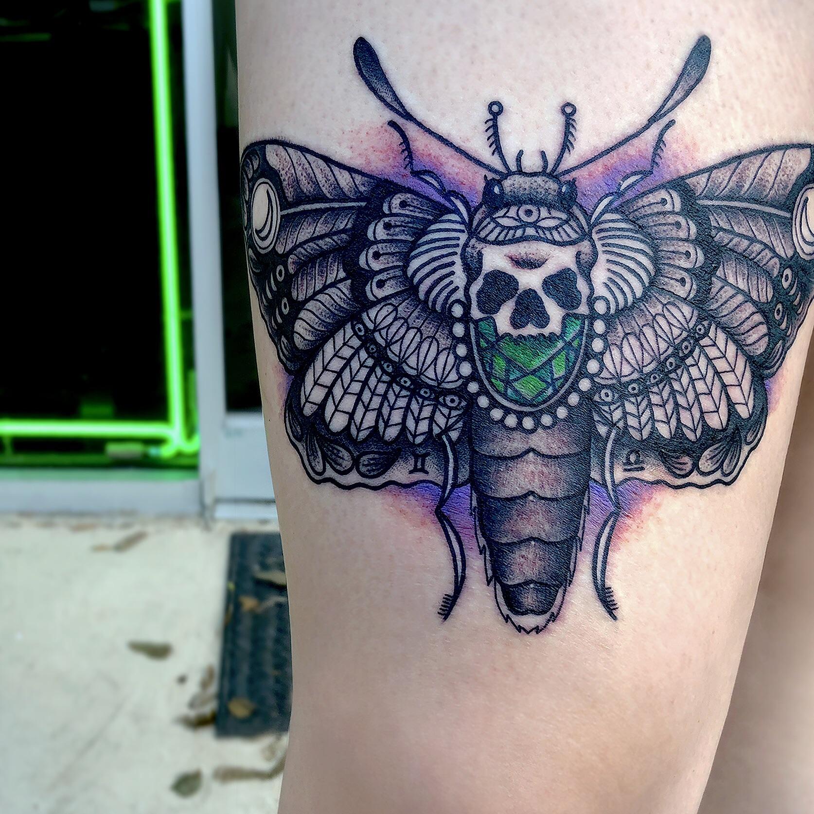 Death’shead hawkmoth • Gabe Vasquez • Golden Rose Tattoo • San Antonio