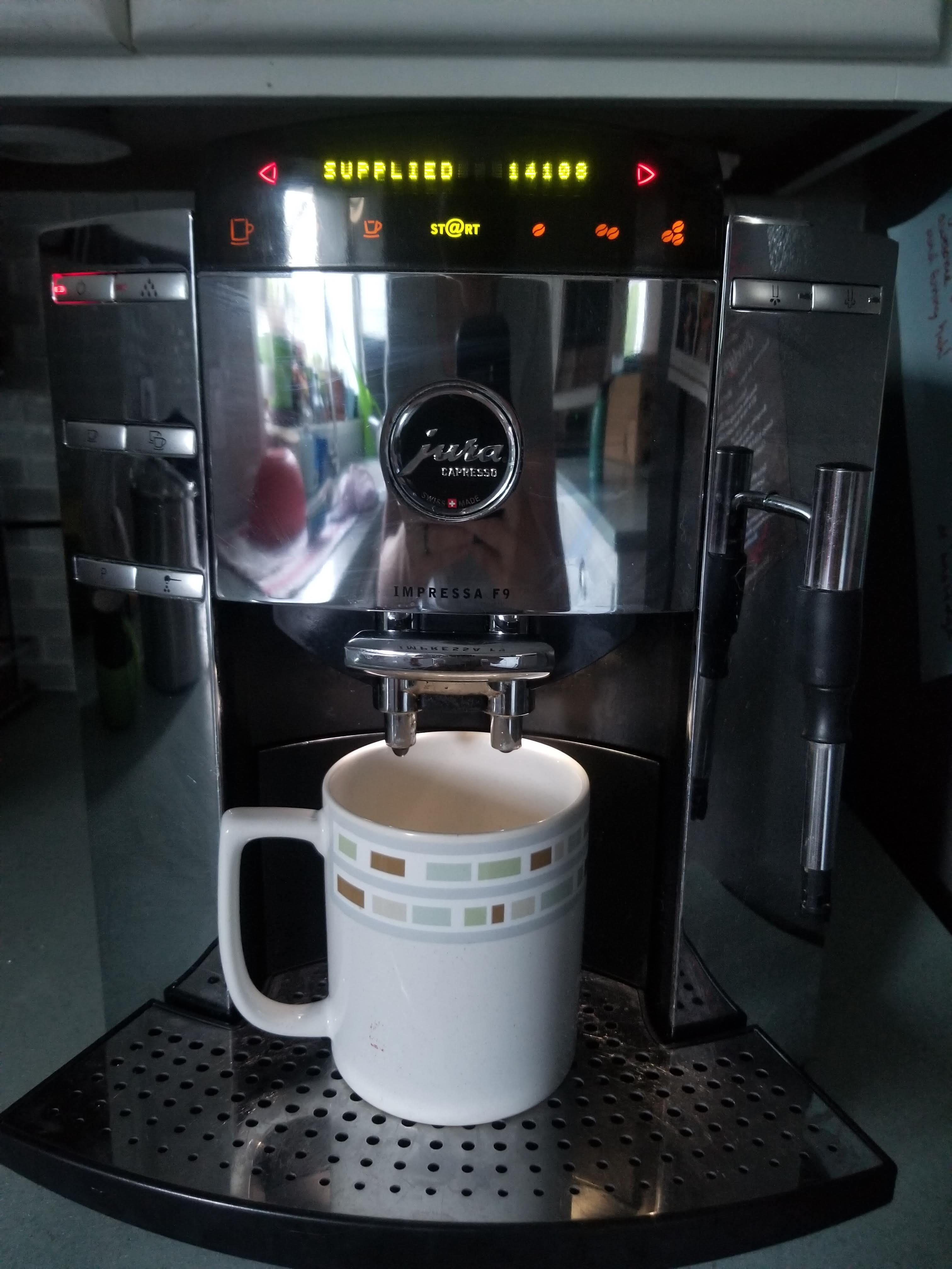 The Jura Impressa F9 coffee and espresso maker. 14 years old and over