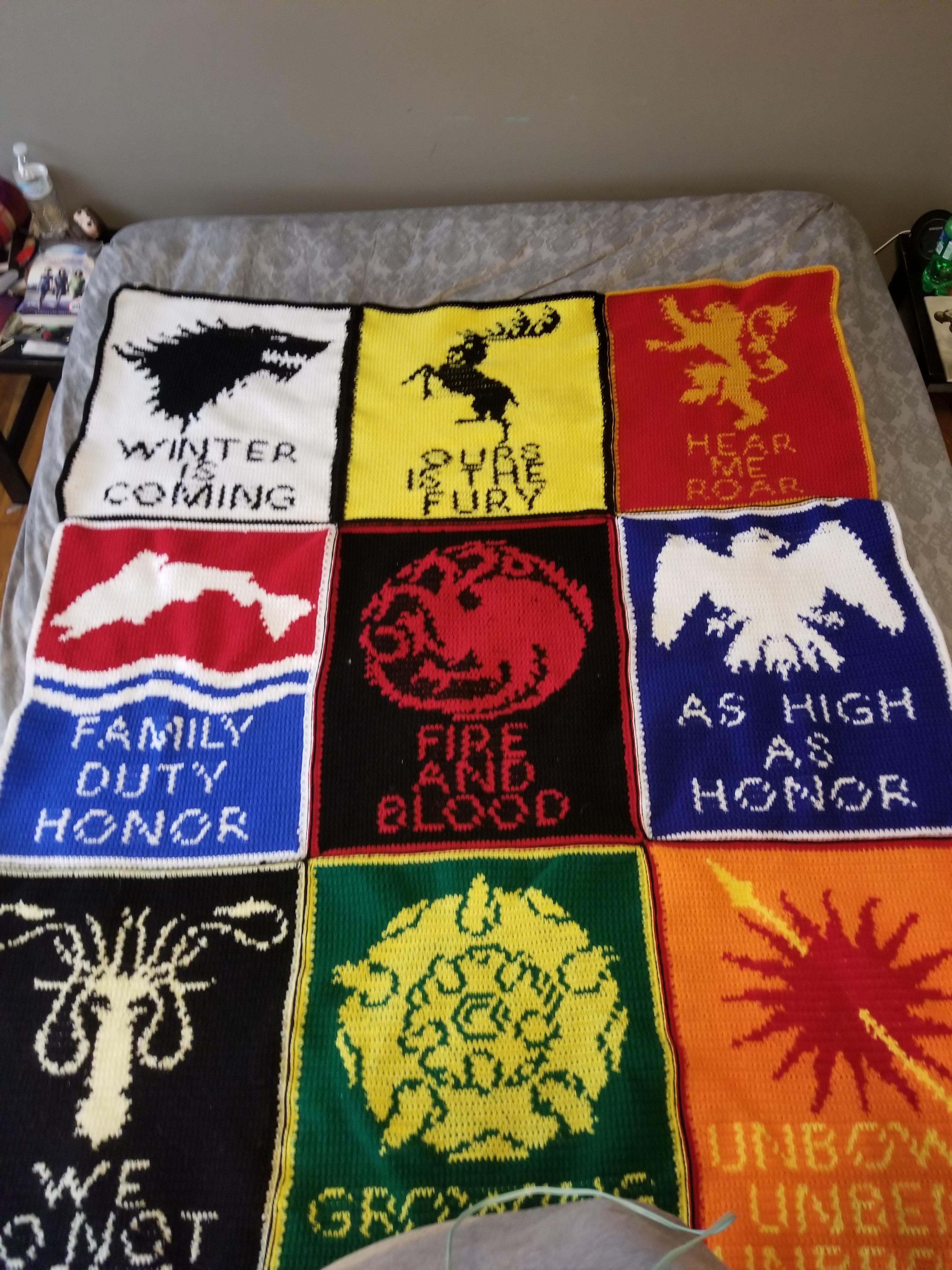 Made my husband a Game of Thrones blanket. r/crochet