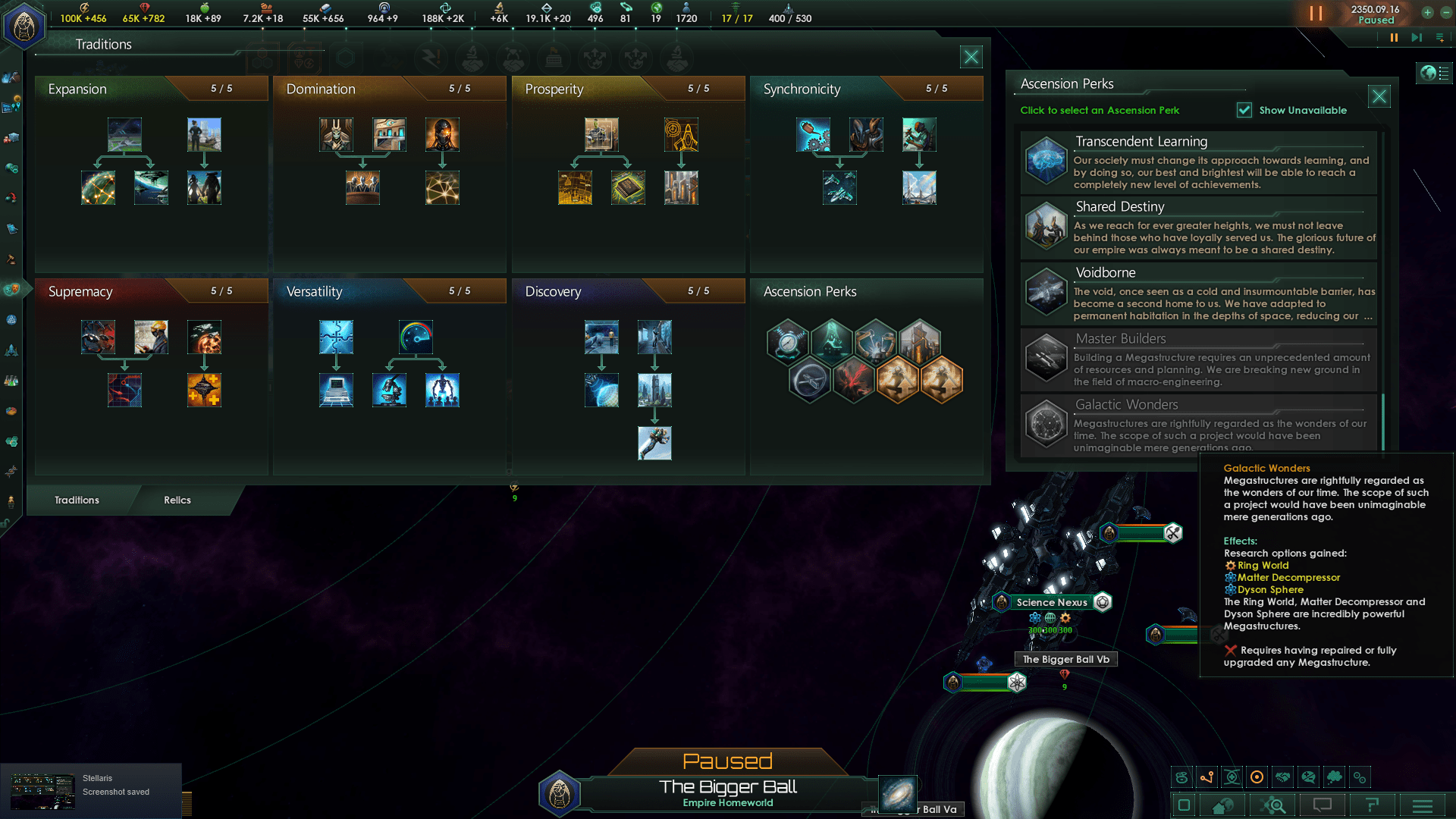 Cannot choose Galactic Wonders Ascension Perk Stellaris
