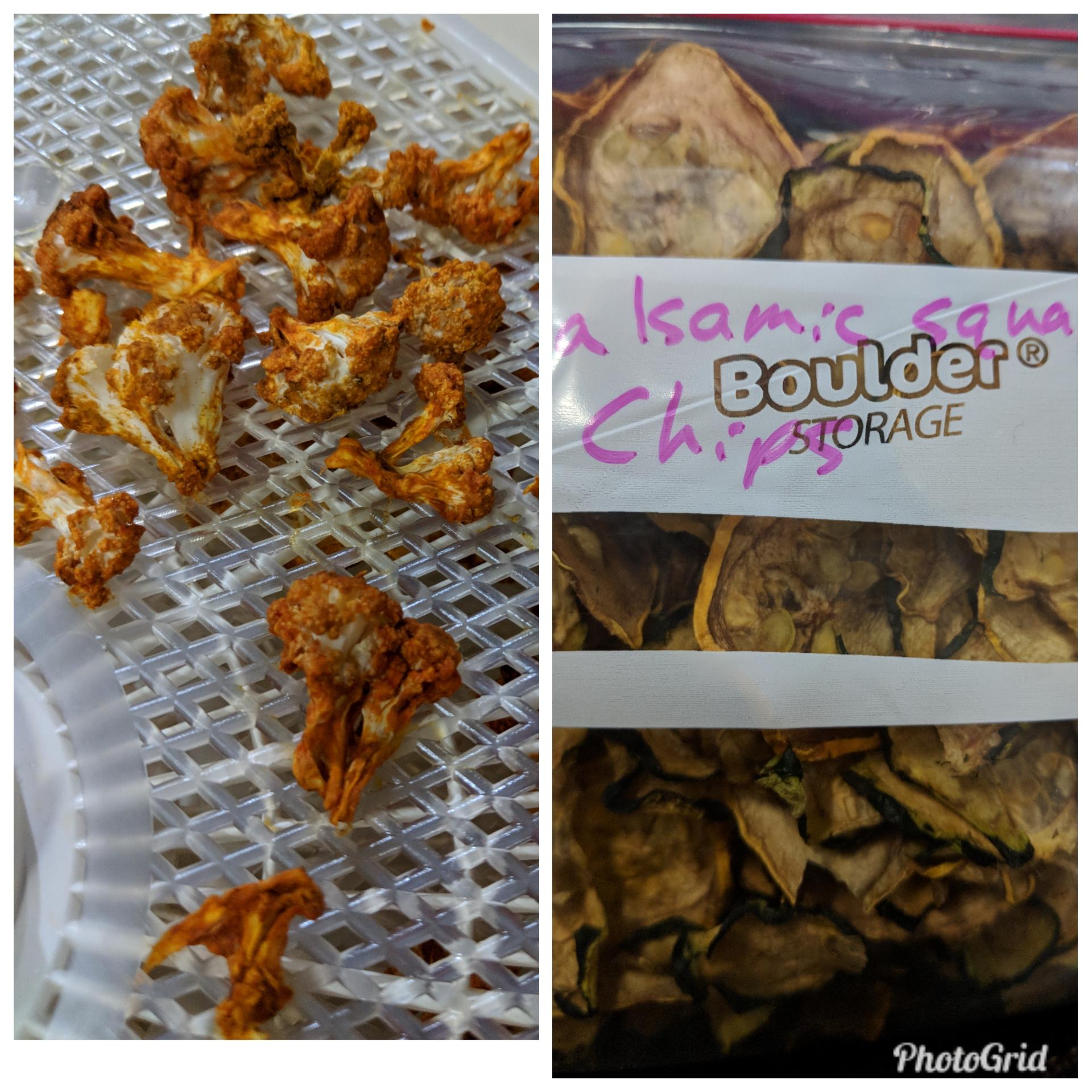 Buffalo cauliflower "popcorn" and salt and vinegar "chips". Anyone have