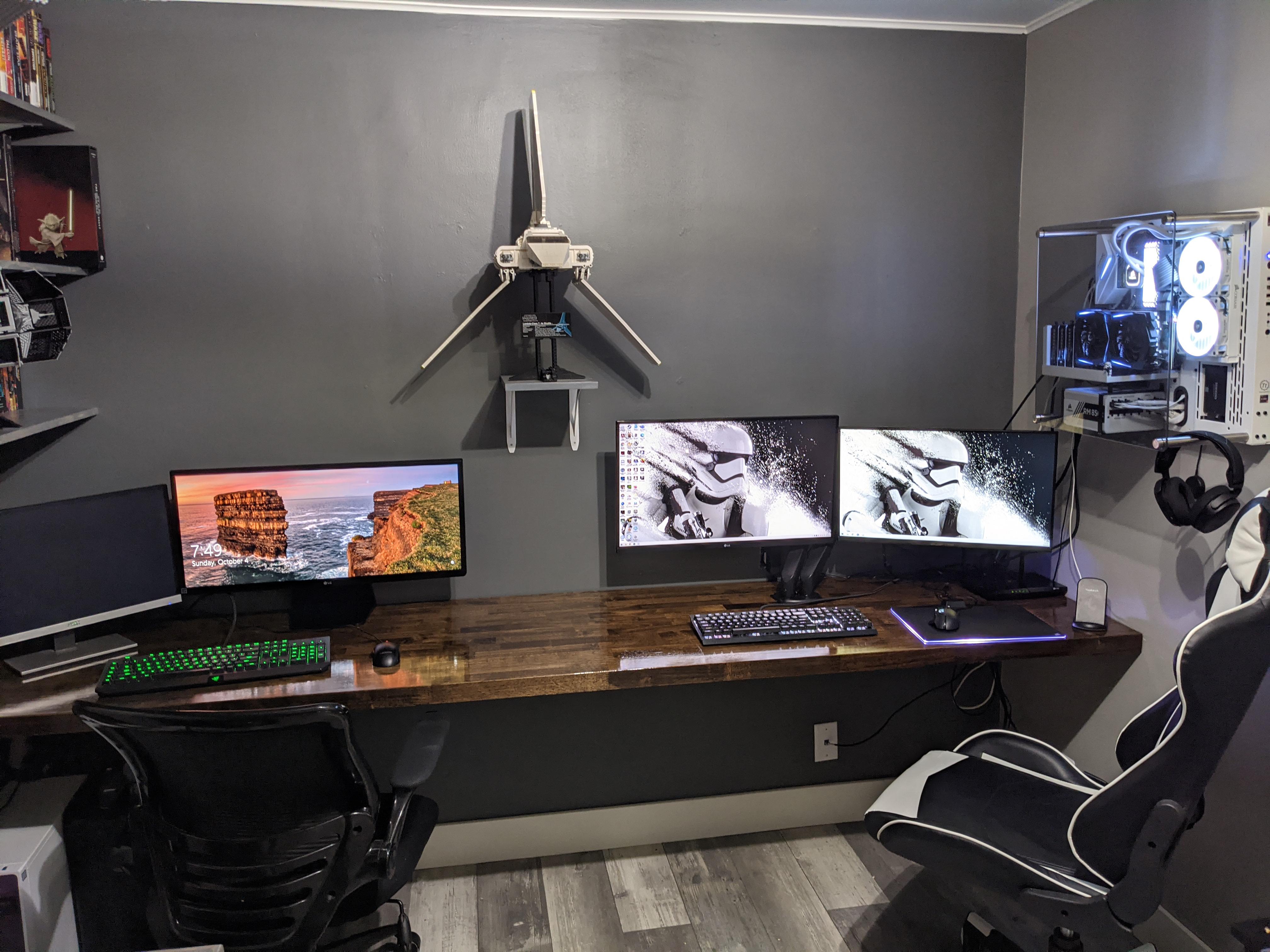 Built a new desk for his and hers battle stations. No more desk legs
