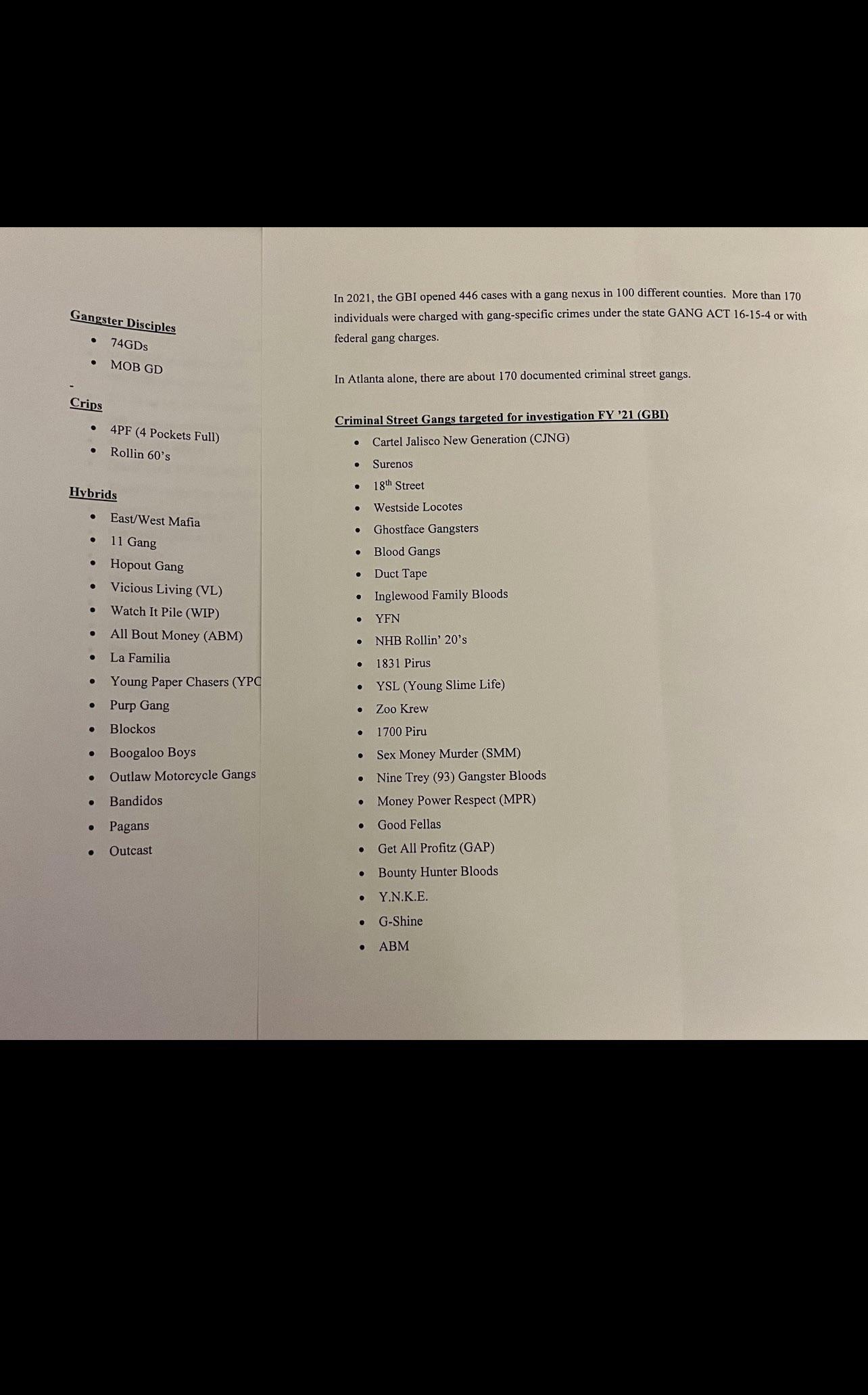 Gangs Atlanta will be looking into next from the looks of it Lil Baby