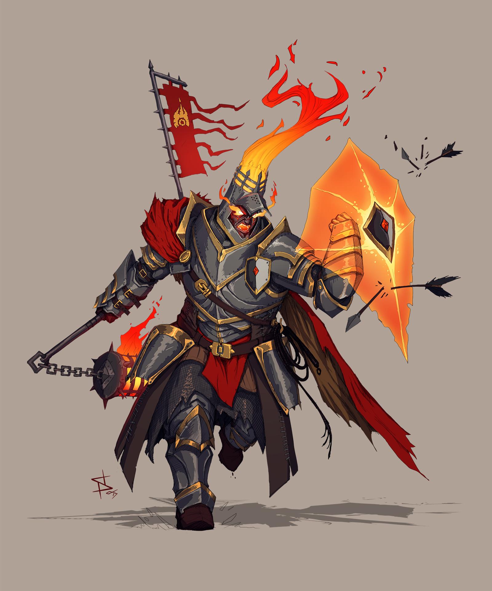 [OC] Fire Genasi Paladin characterdrawing