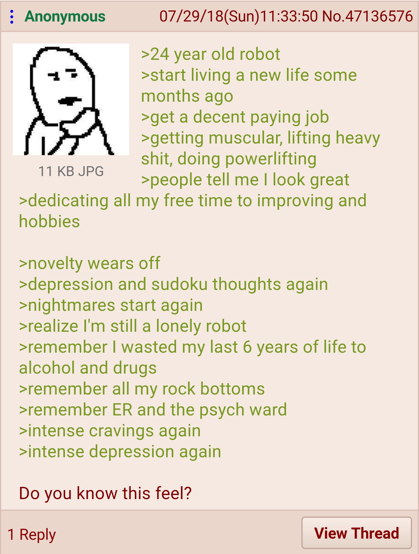 Anon's novelty wears off r/greentext