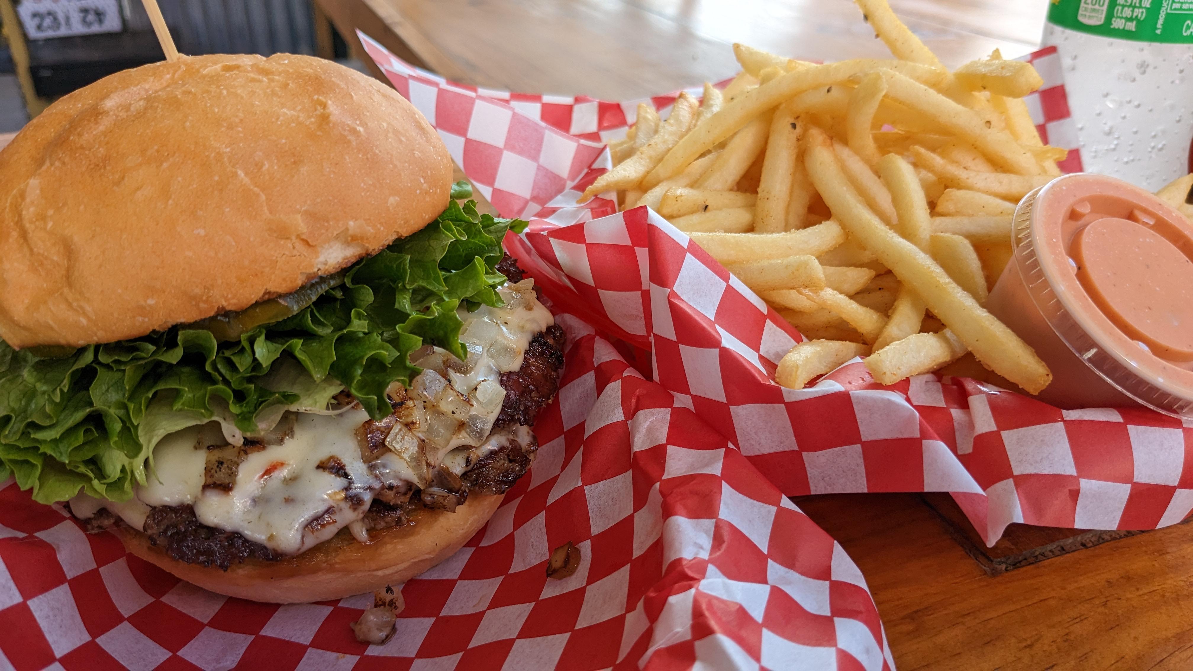 Double Smash Burger w/ Pepperjack Cheese and Fries r/burgers
