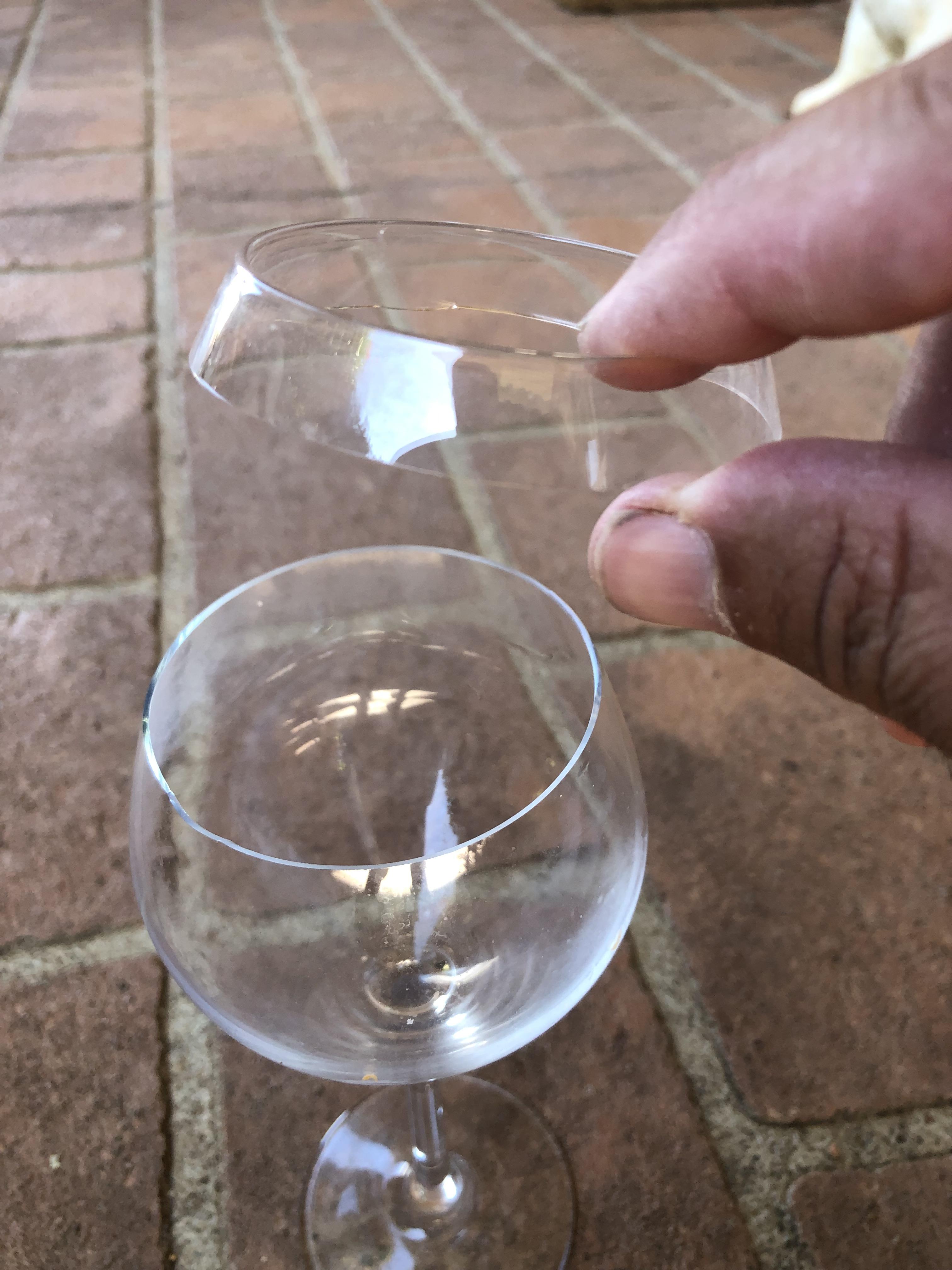 The way this wine glass broke in the dishwasher. r/mildlyinteresting