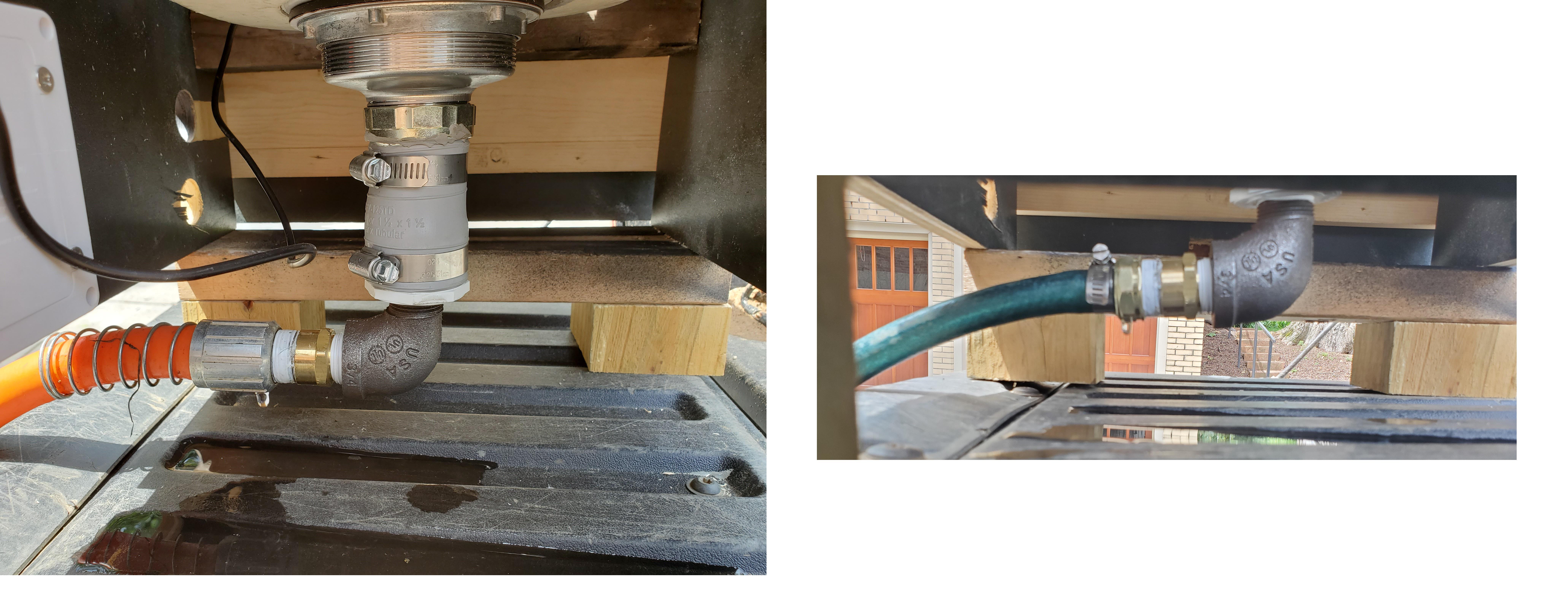 garden hoses, used as a drain, leak. But they don't leak at high