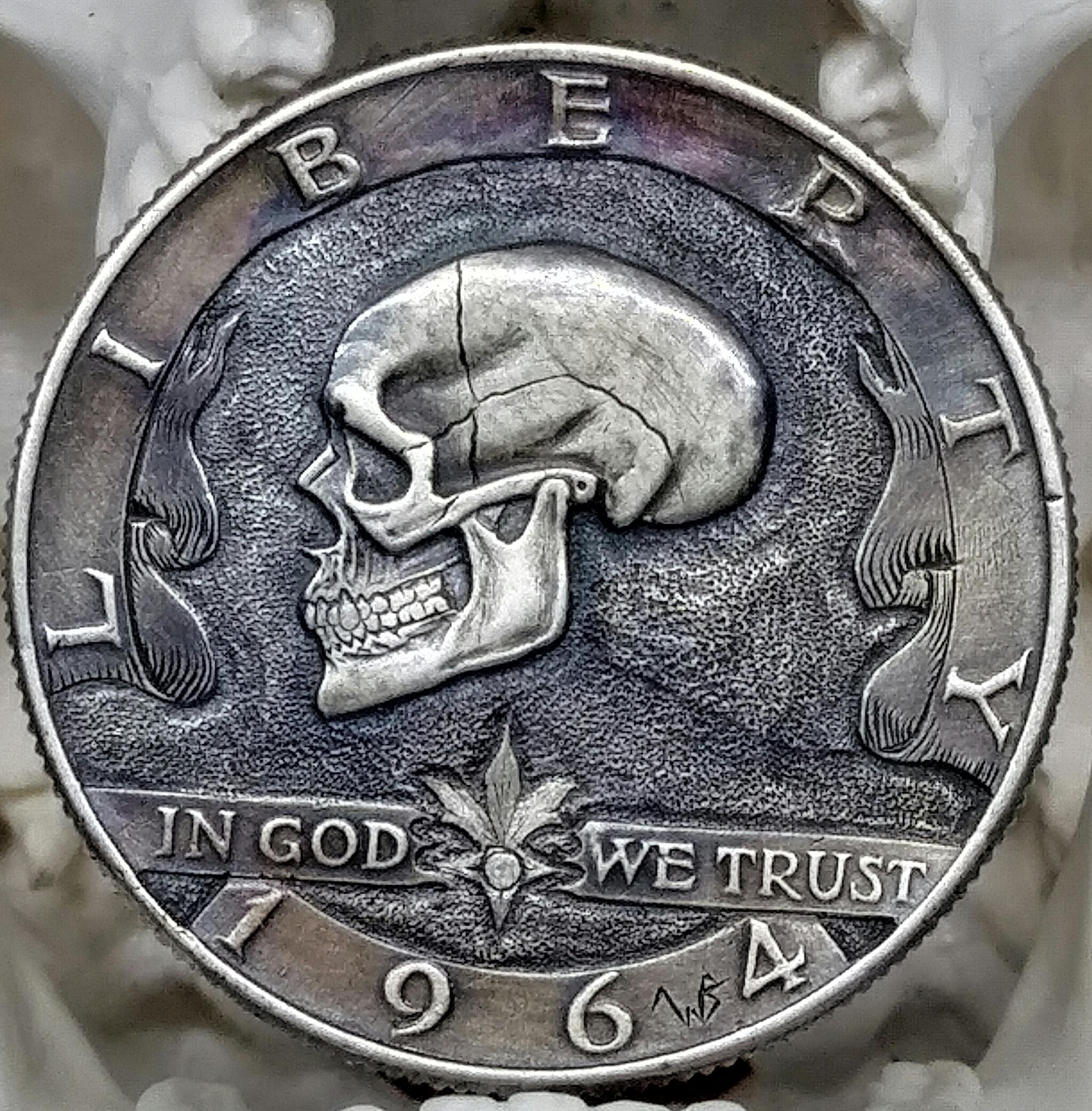 45 1964 90 silver half dollar hand engraved by Wes B. r/Silverbugs