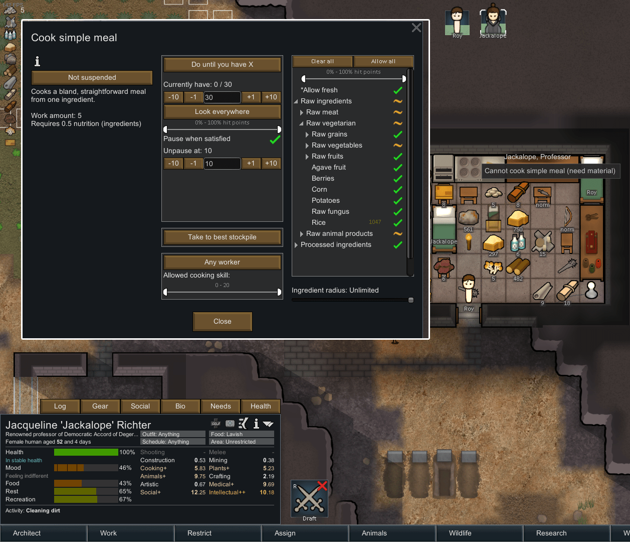 Why can't I cook simple meals? r/RimWorld