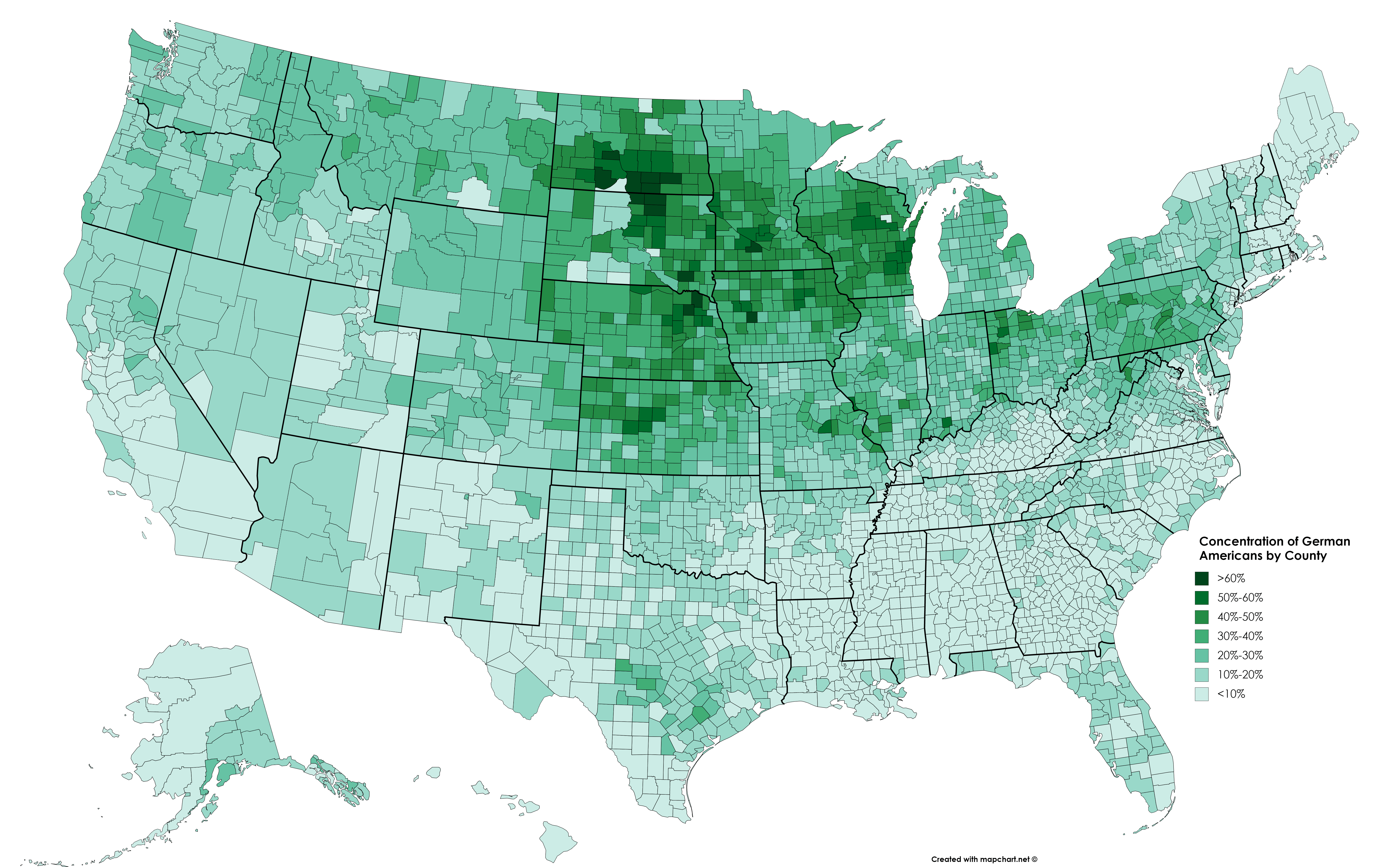 Proportion of German Americans by County (2018) r/MapPorn