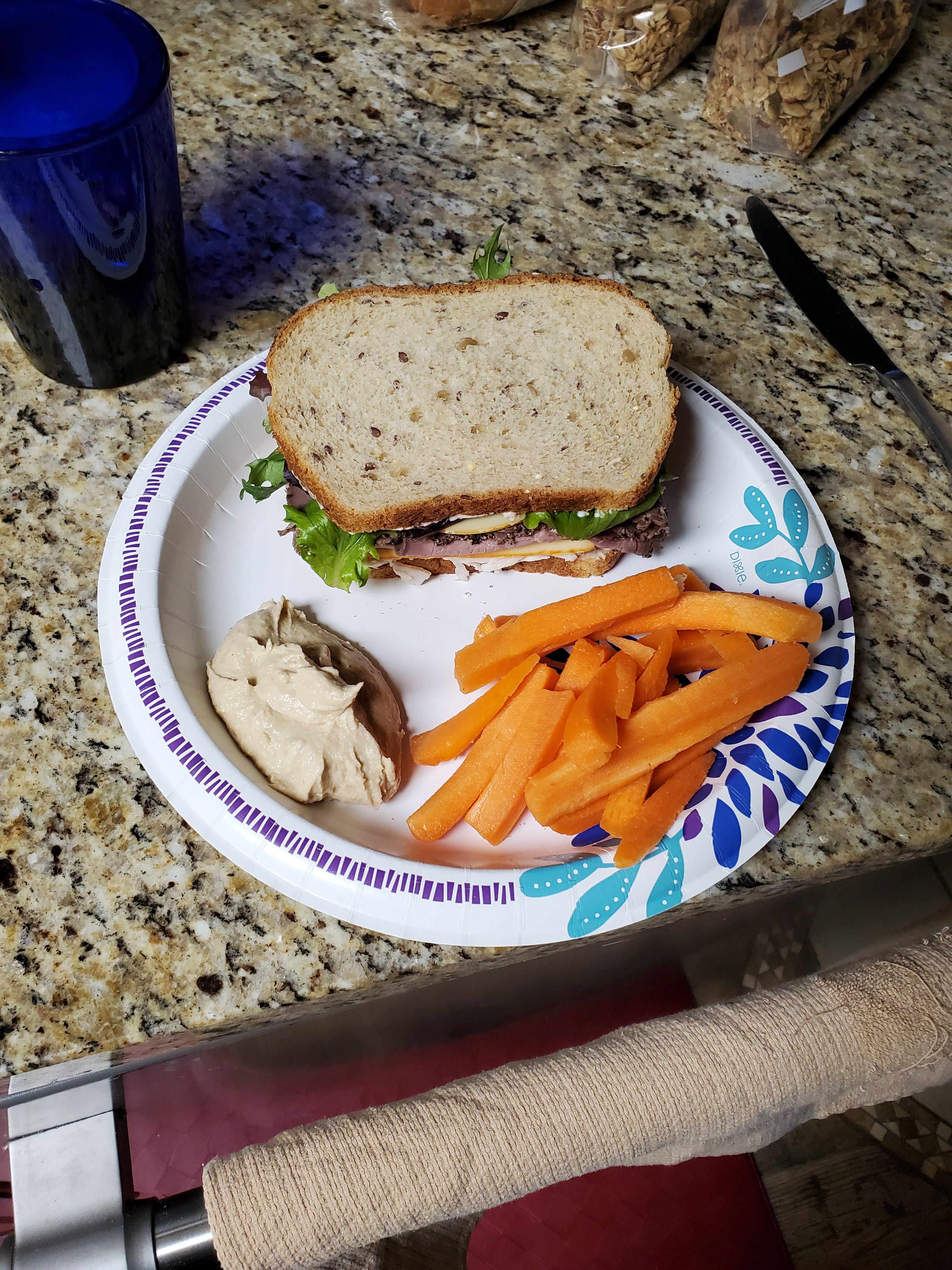 Turkey, Roast Beef, Muenster, Smoked Gouda and Spring Mix with a side