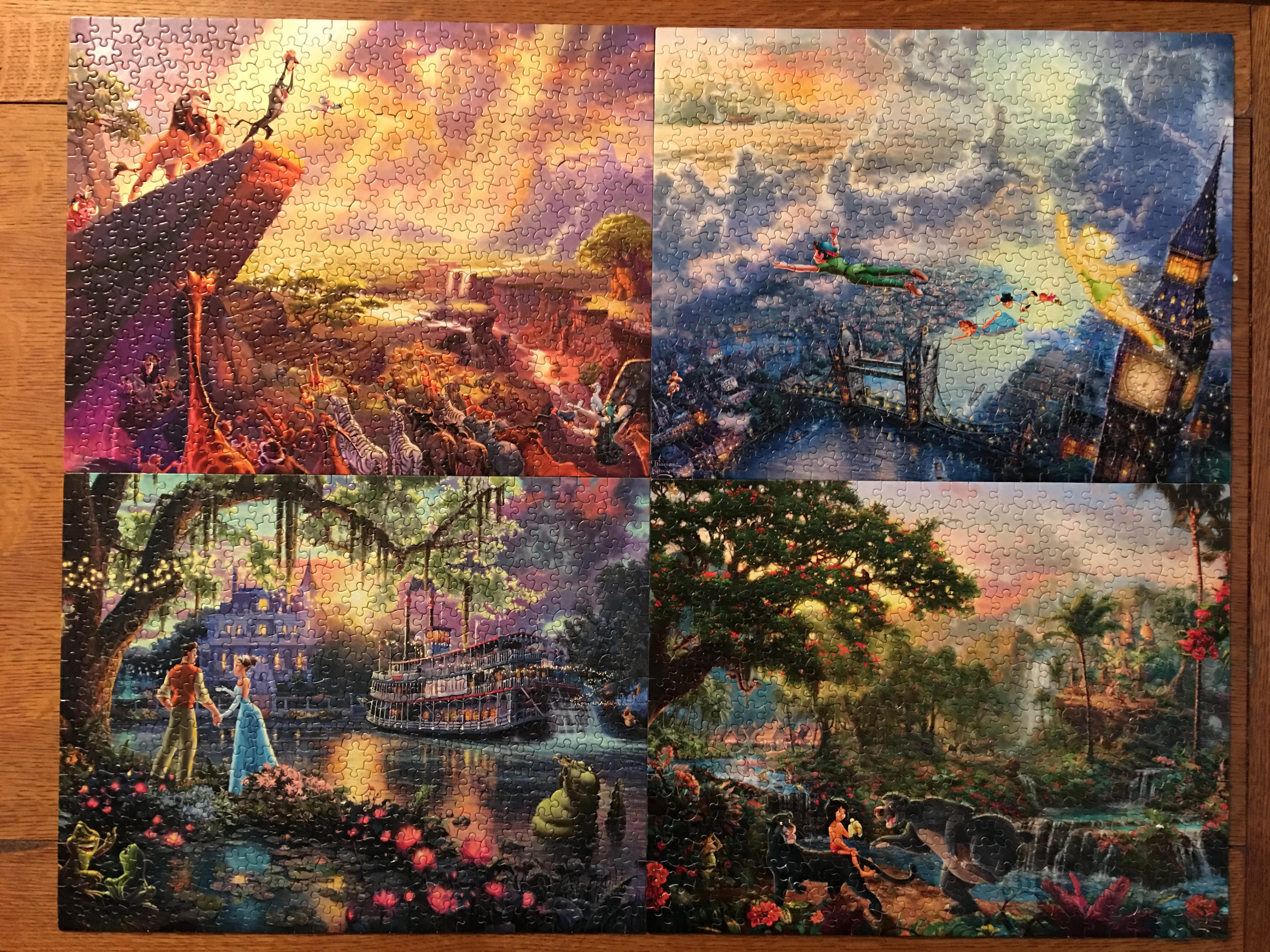 Disney by Thomas Kinkade. Four 500 piece puzzles that we decided to do