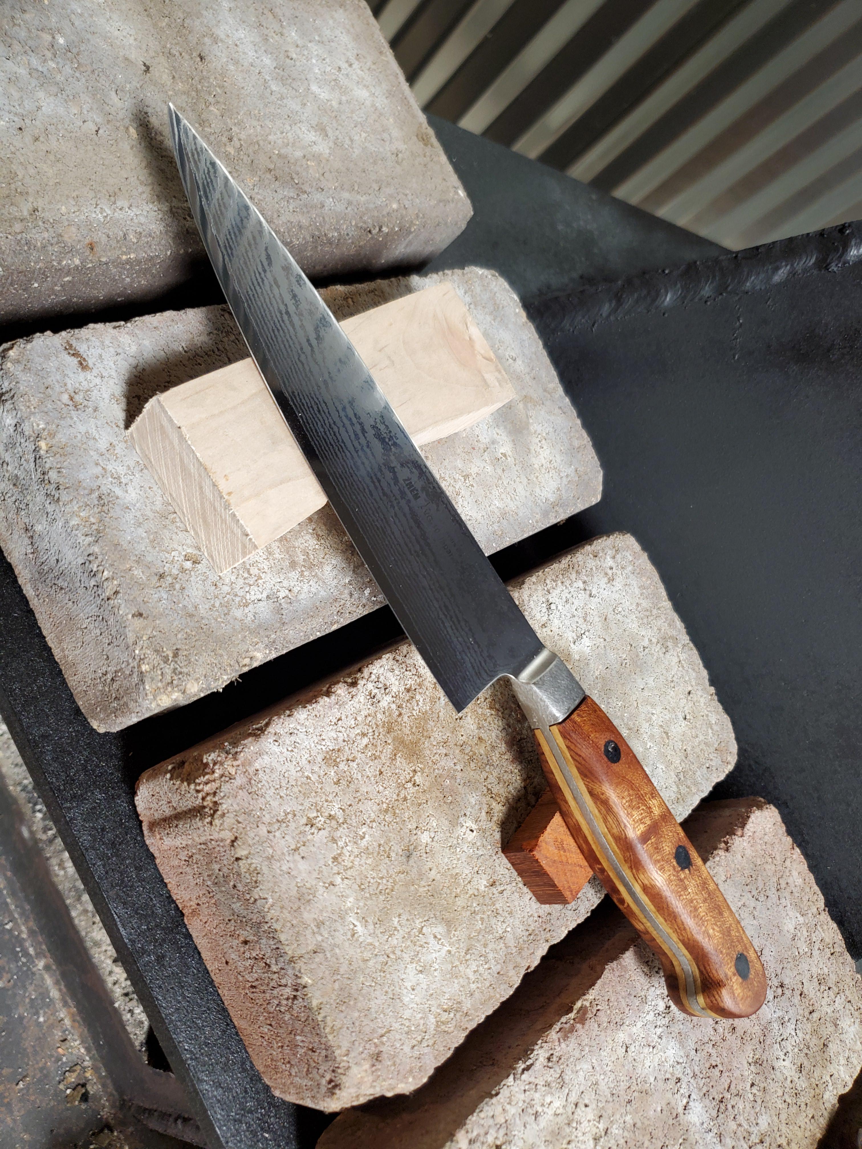 9" chef knife, one of two knives as gifts for christmas.. Sapele and