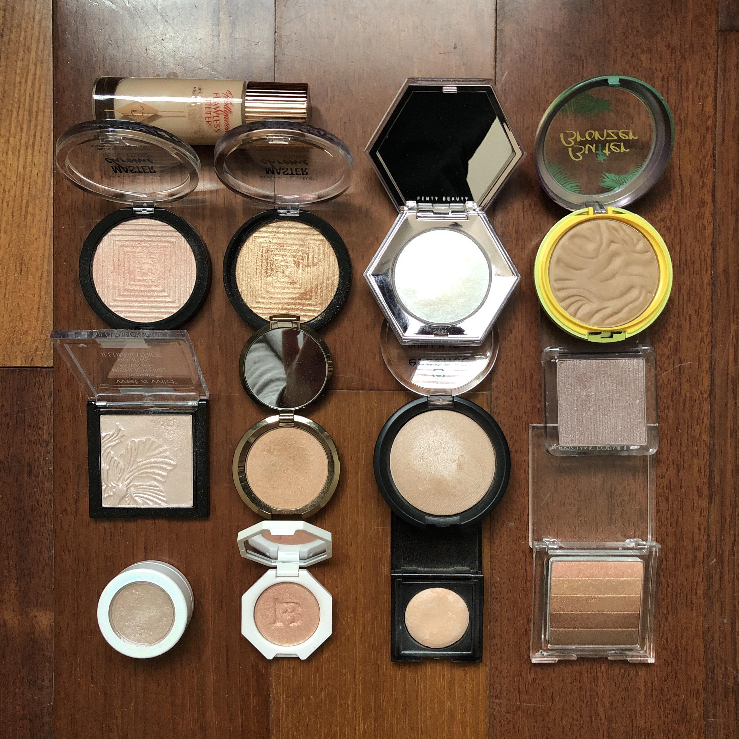 All My Highlighters + Bronzers makeupflatlays