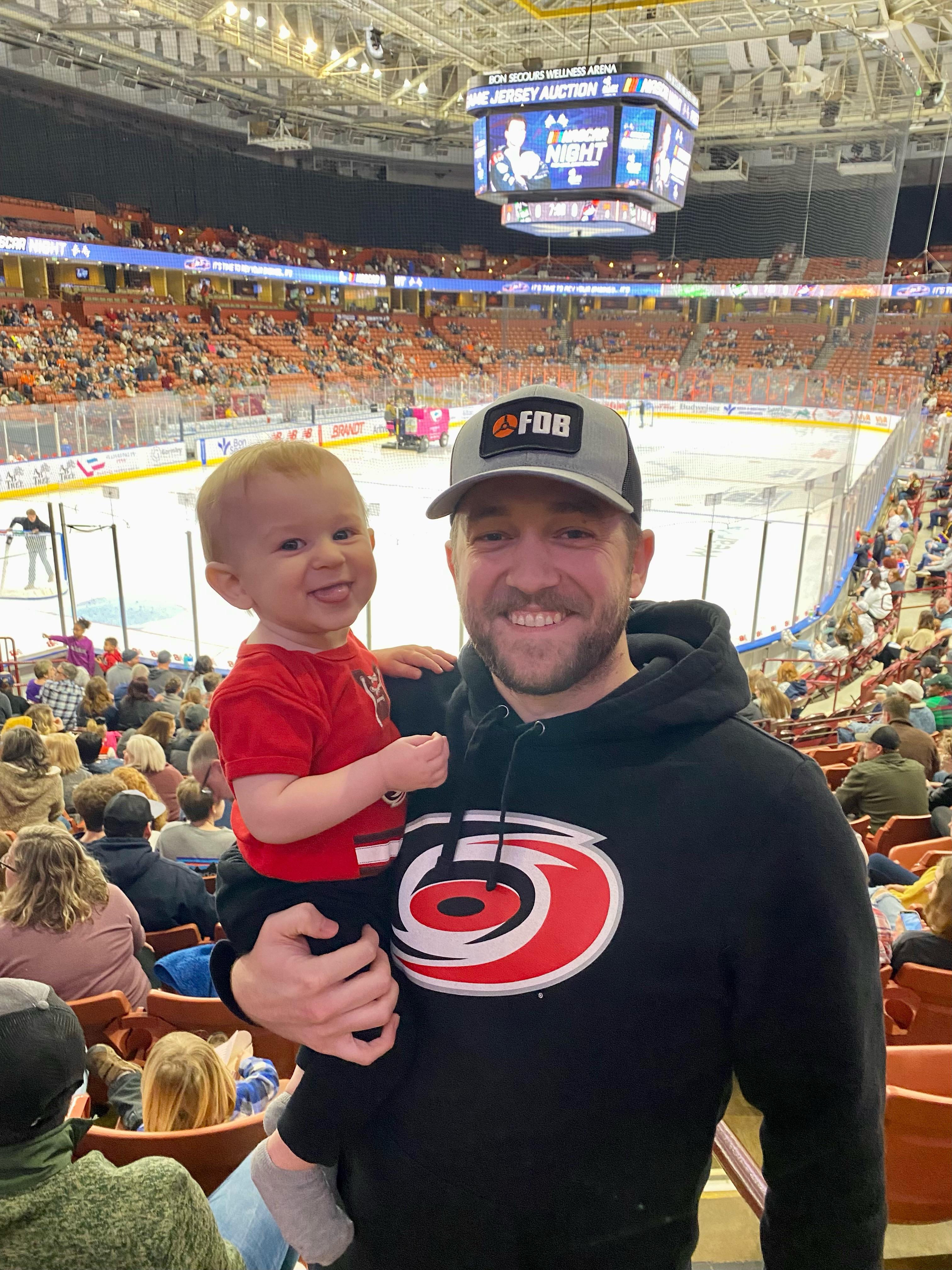 My son’s first hockey game! Not a Canes game (ECHL), but we were