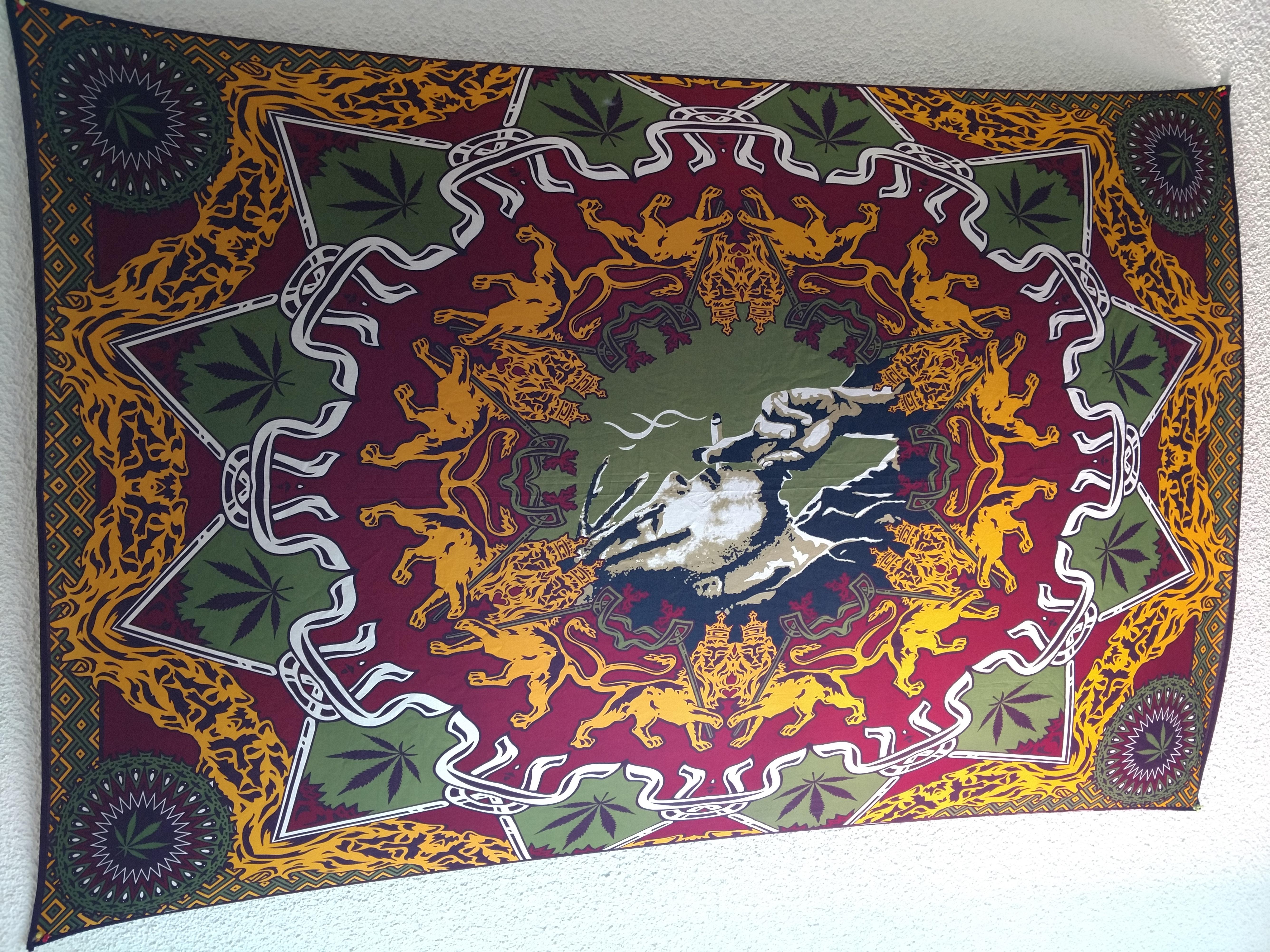 My ultimate stoner thrifting buy. A bob marely tapestry! Its huge 6 ft by 4ft! 6 at my local