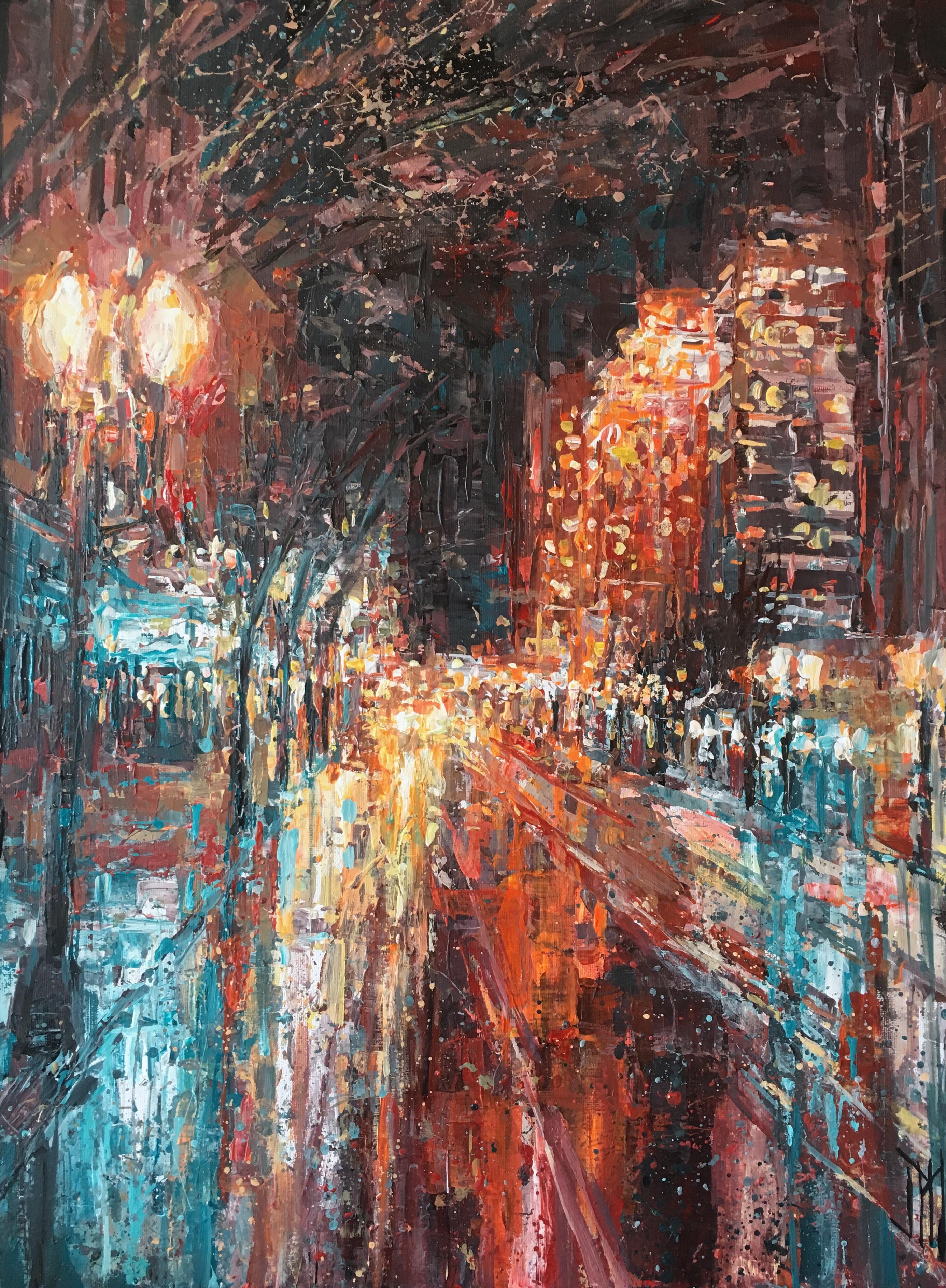 Painting I did of downtown Portland. r/pics