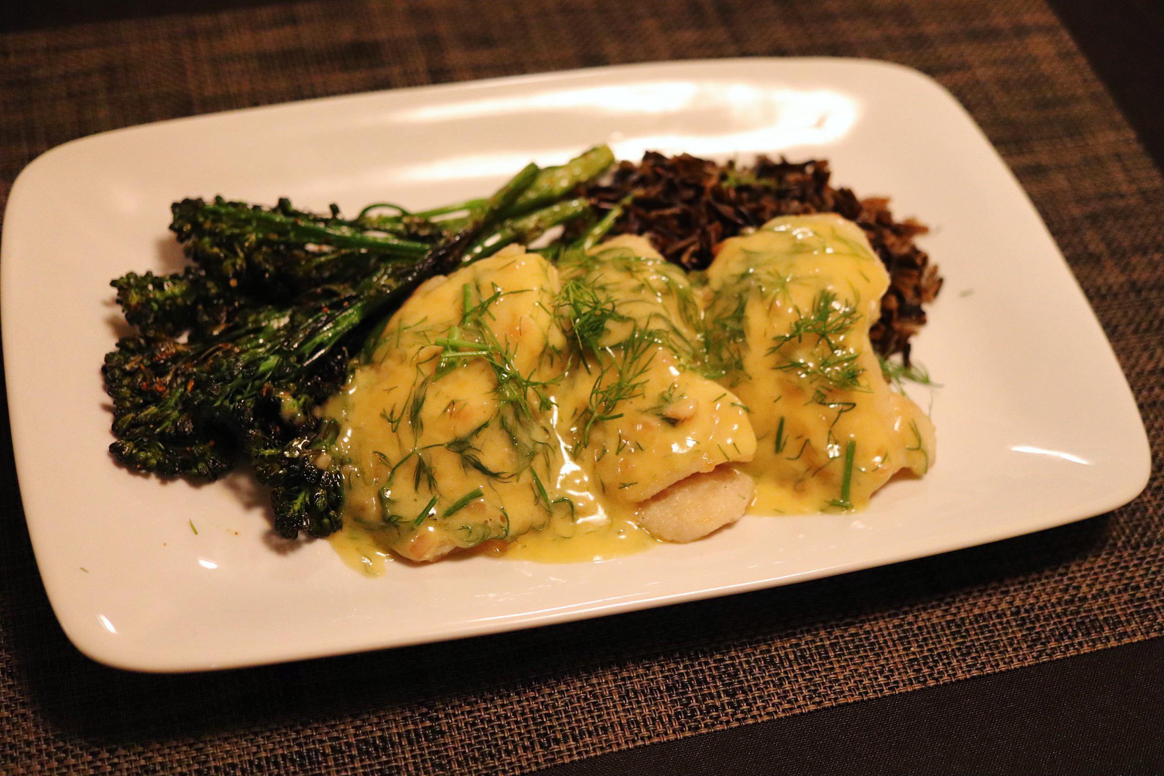 [oc] Pan seared Alaskan halibut cheeks in a lemon dill beurre blanc