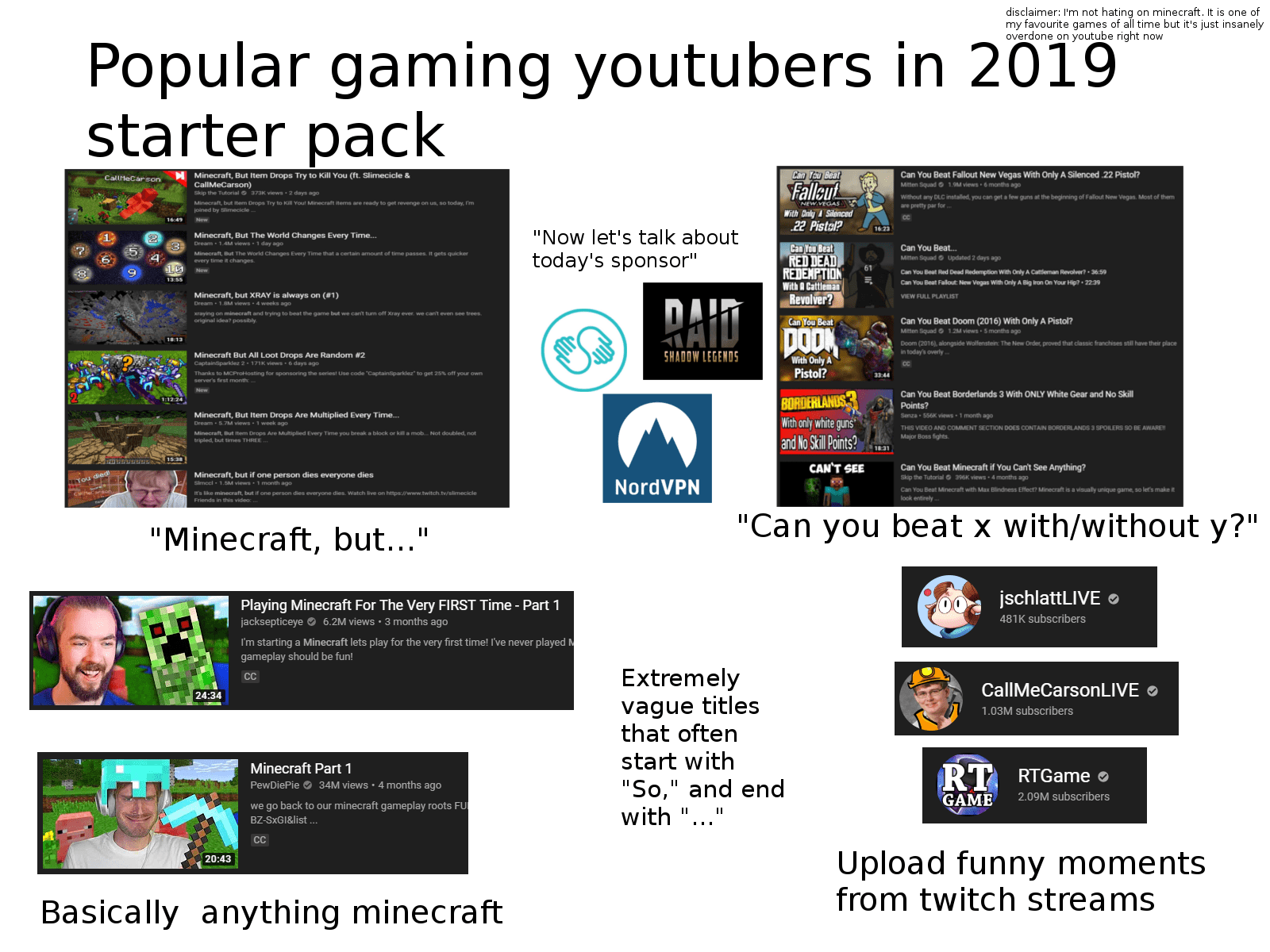 Popular gaming youtubers in 2019 starter pack r/starterpacks
