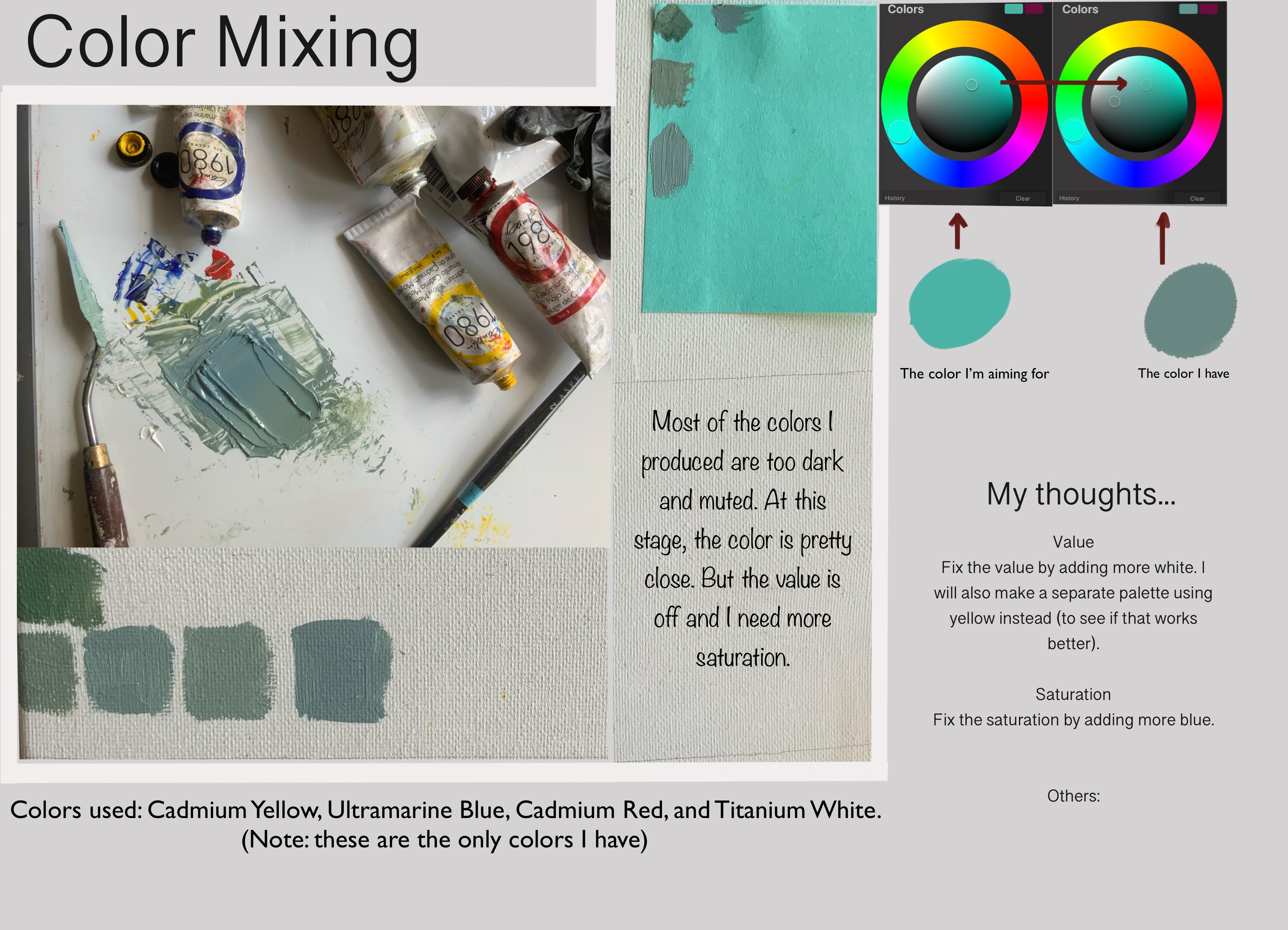 Color mixing in oils I’m struggling to match the color of this note. I