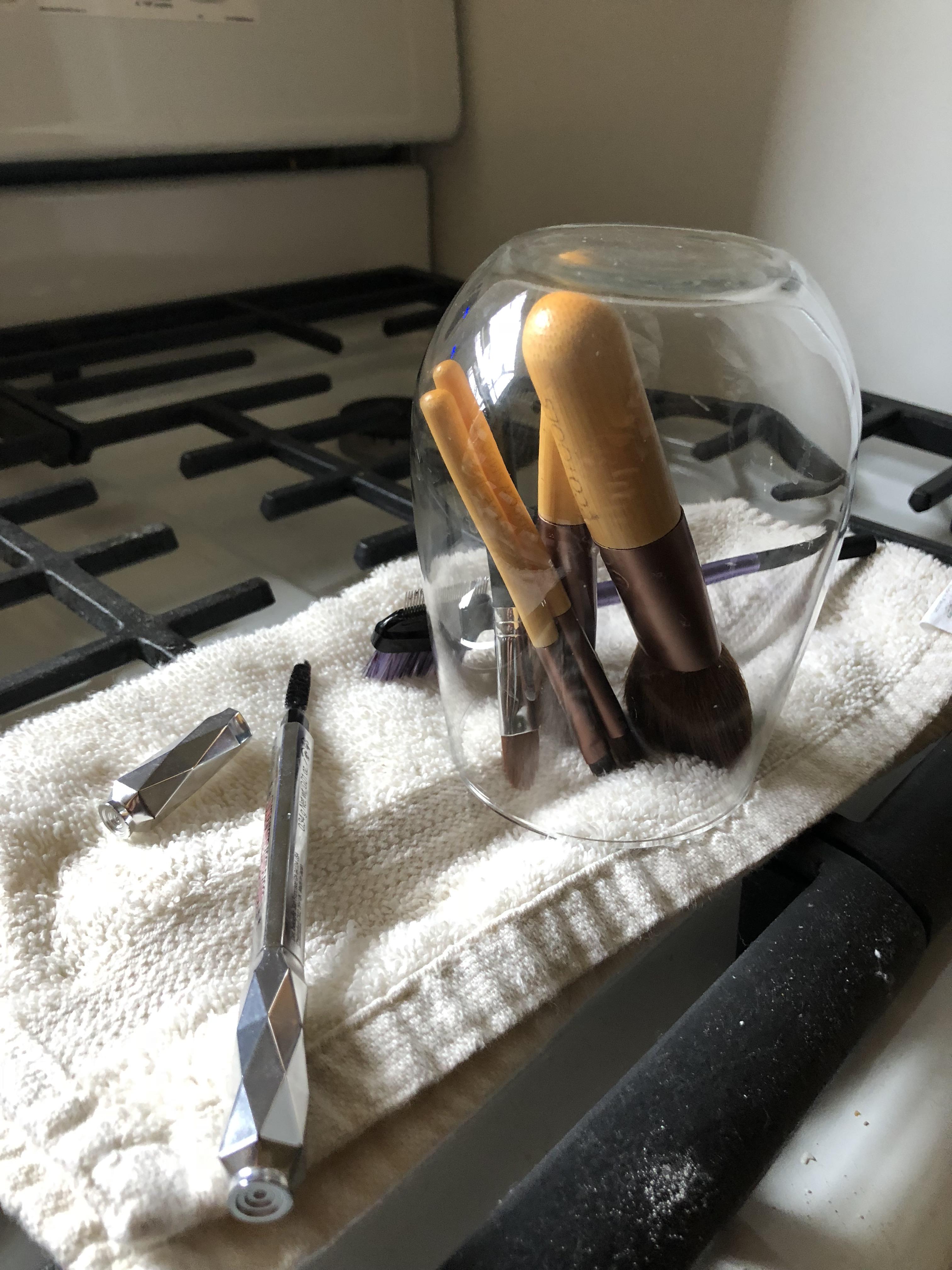 To dry your justwashed makeup brushes without damaging the glue at the