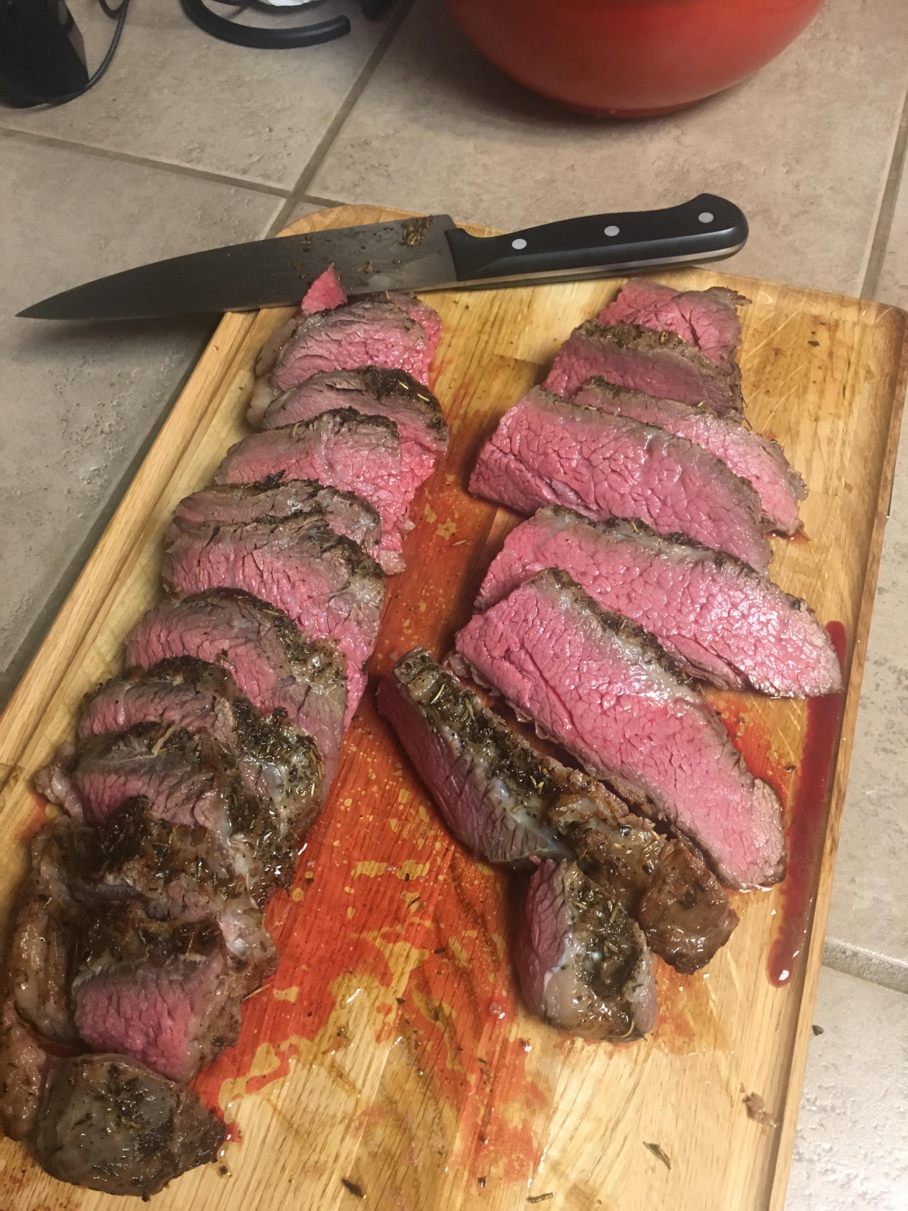 Tri Tip. 6 hours at 131F. Finished in a cast iron. r/sousvide