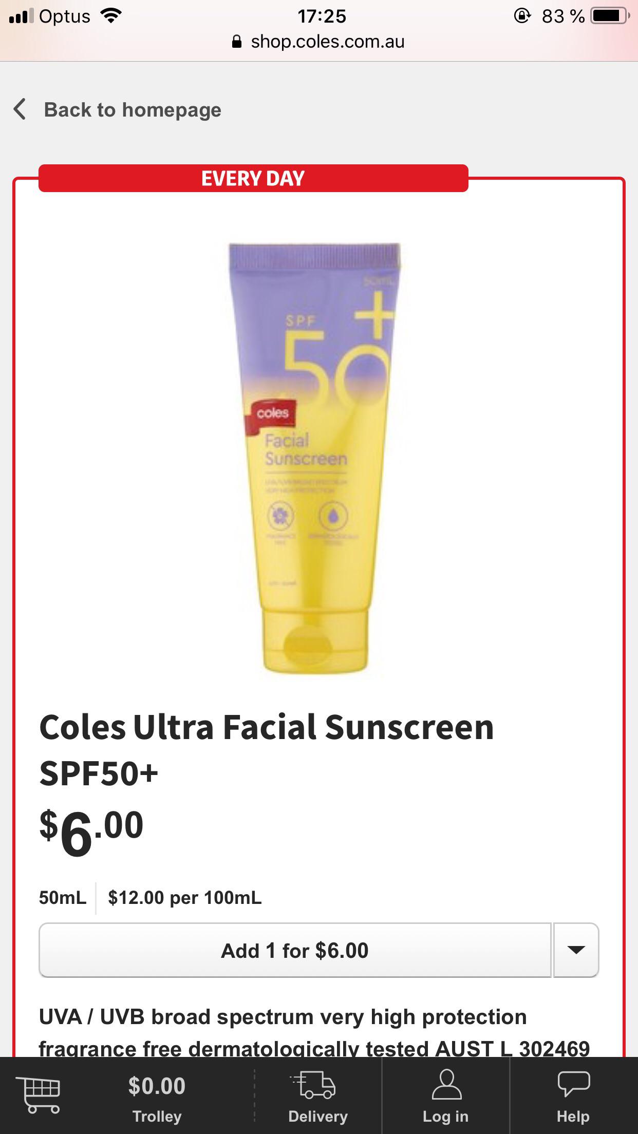 Coles Facial sunscreen is surprisingly good! Review in comments r