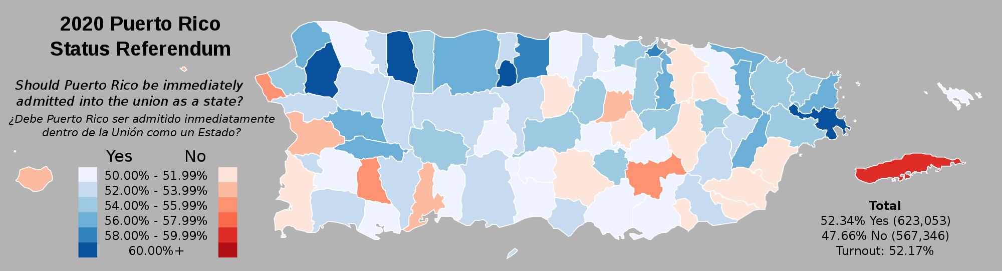 [OC] A detailed look at the 2020 Puerto Rico Status Referendum, where