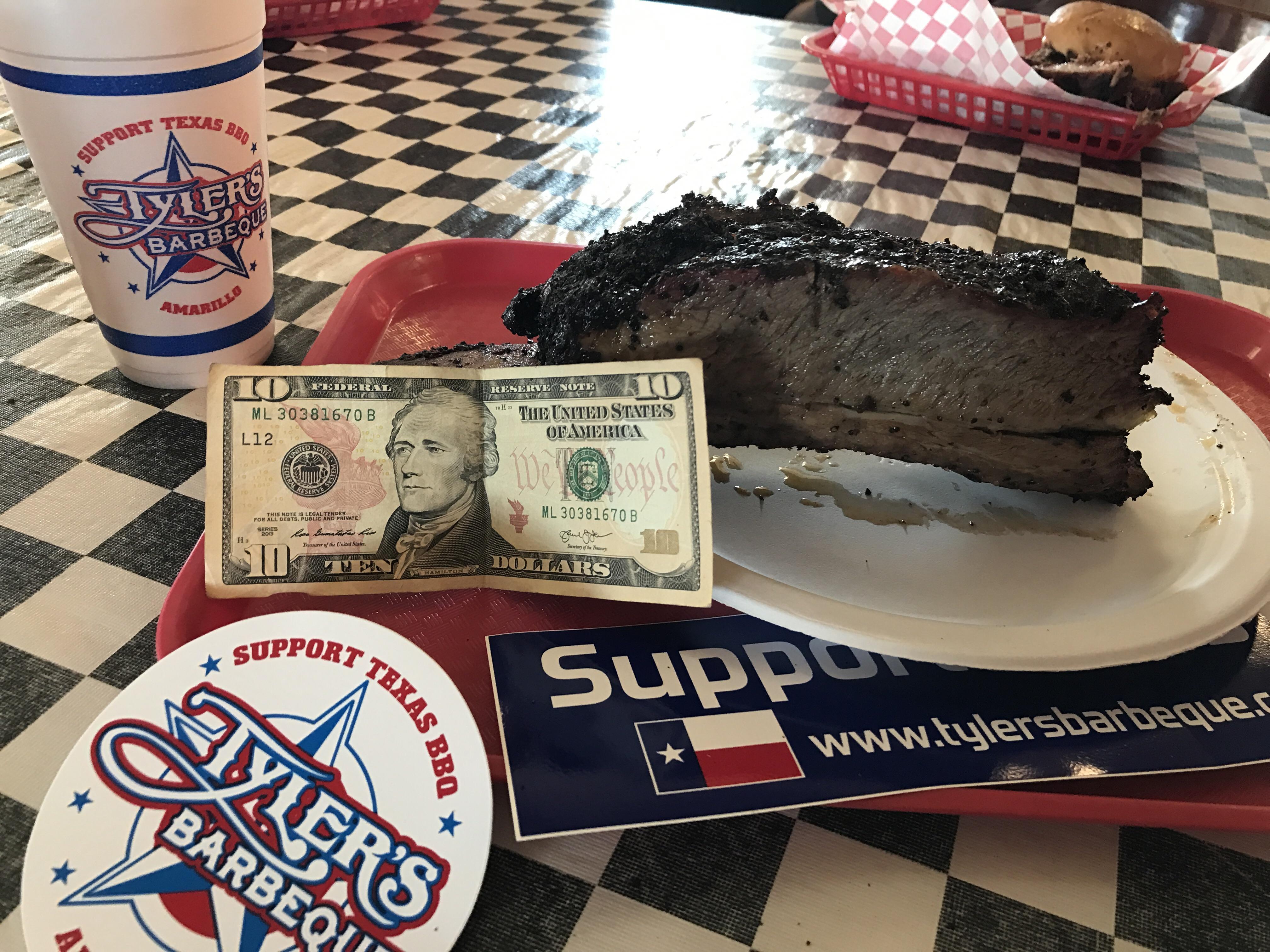 Beef Rib Tyler's Barbecue in Amarillo, Texas. smoking
