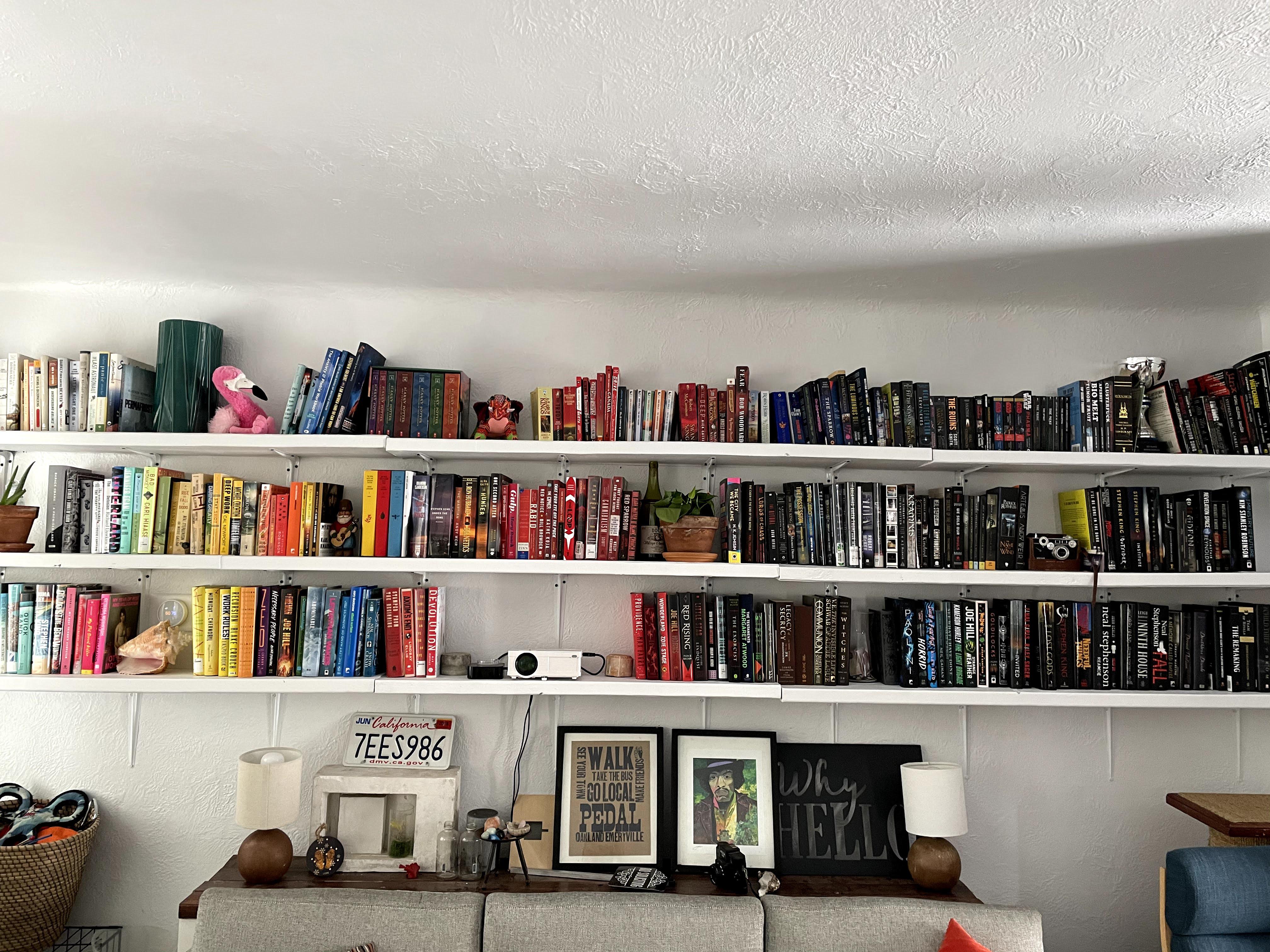 Bookshelves my GF and I built. Still have some room to grow the collection. r/bookshelf