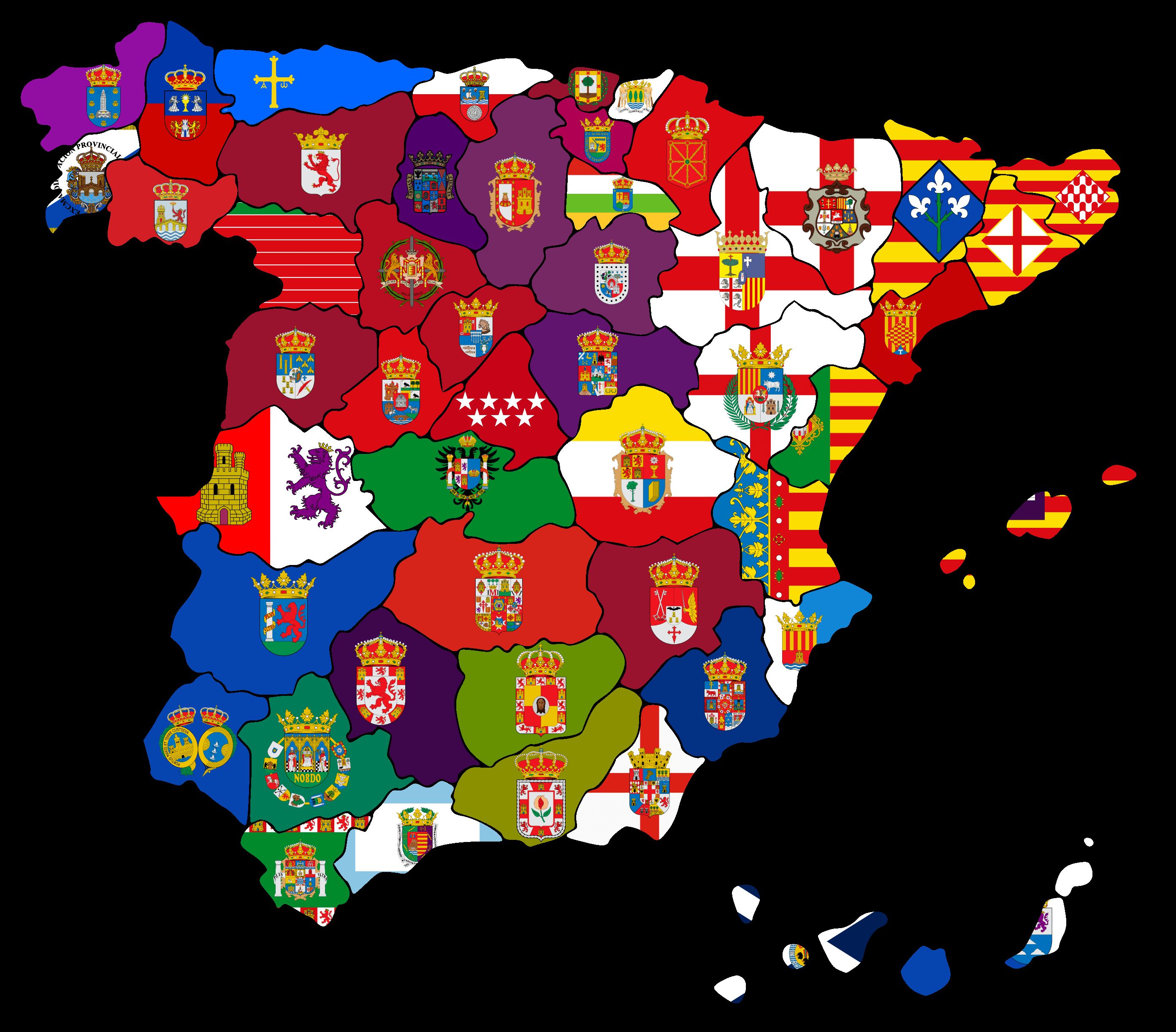 A map of Spain with all of its province flags. r/Vexillmaps
