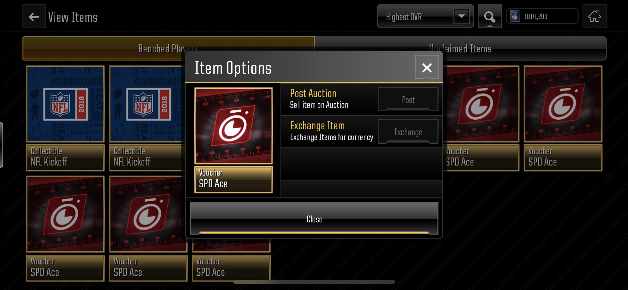 I have 5 of these vouchers under ‘Benched Players’. Why are they not