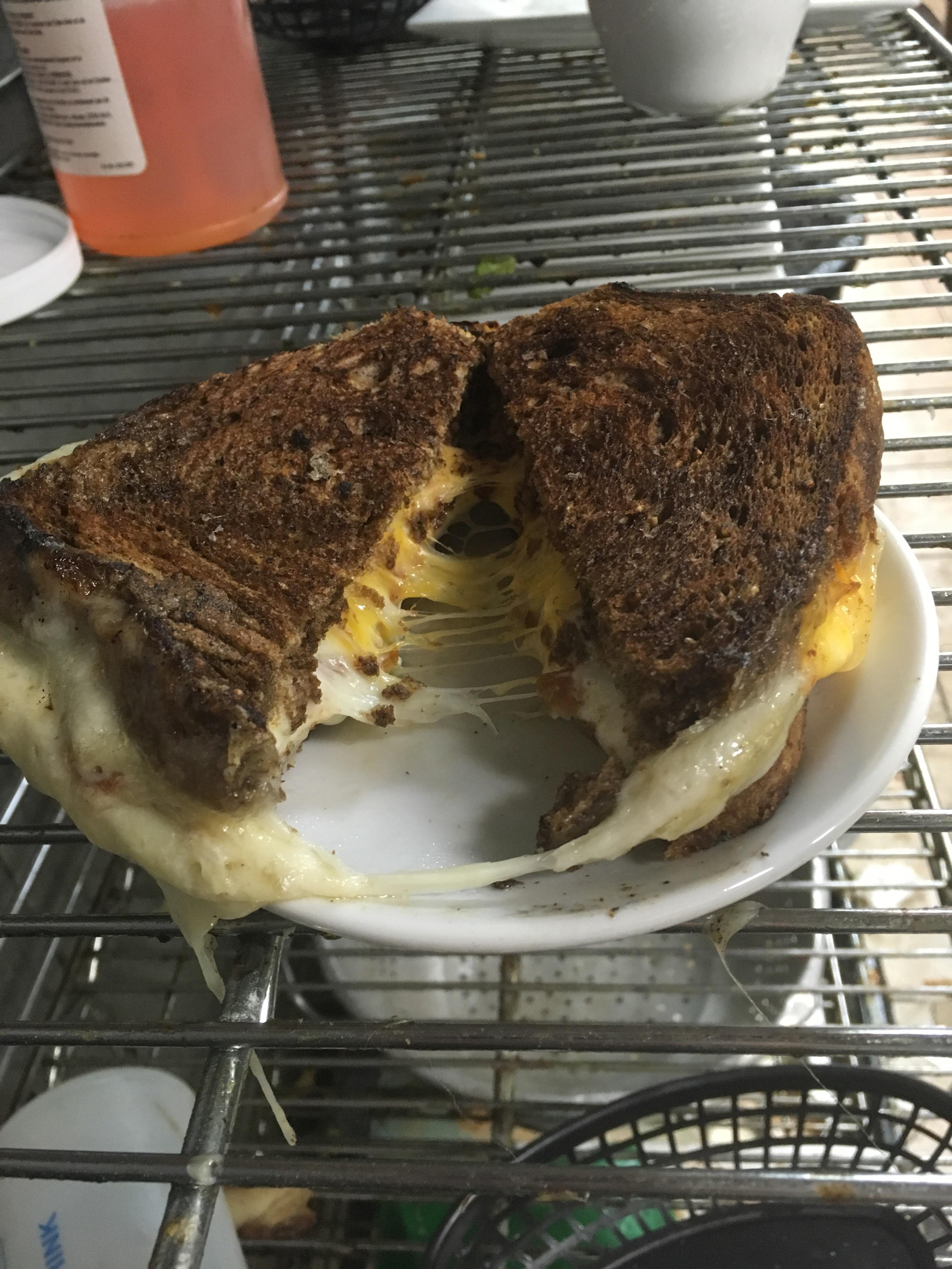 I call it the "everything in the restaurant grilled cheese". Stuffed