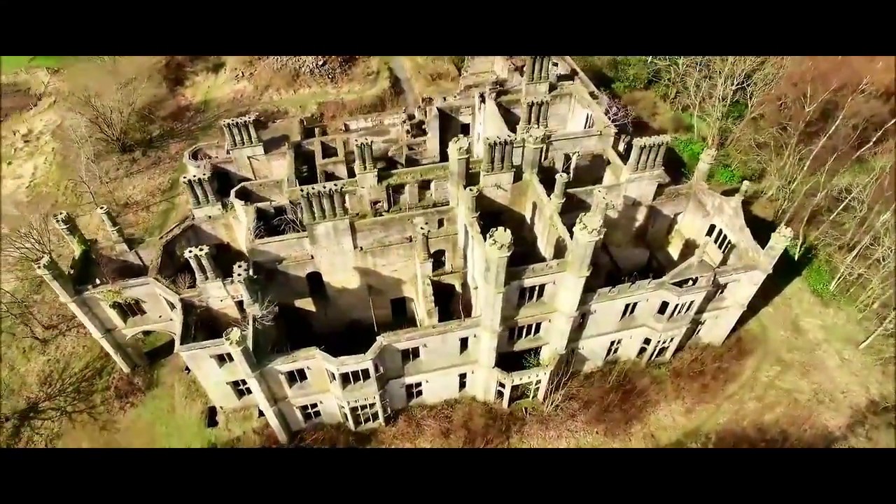 Dunmore park. Falkirk Scotland.The roofless ruin of a Tudor Gothic