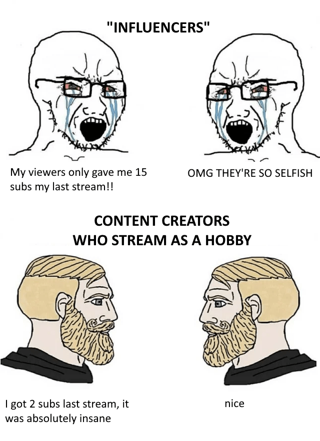 idk, meme about subs or something, i stream for fun r/Twitch