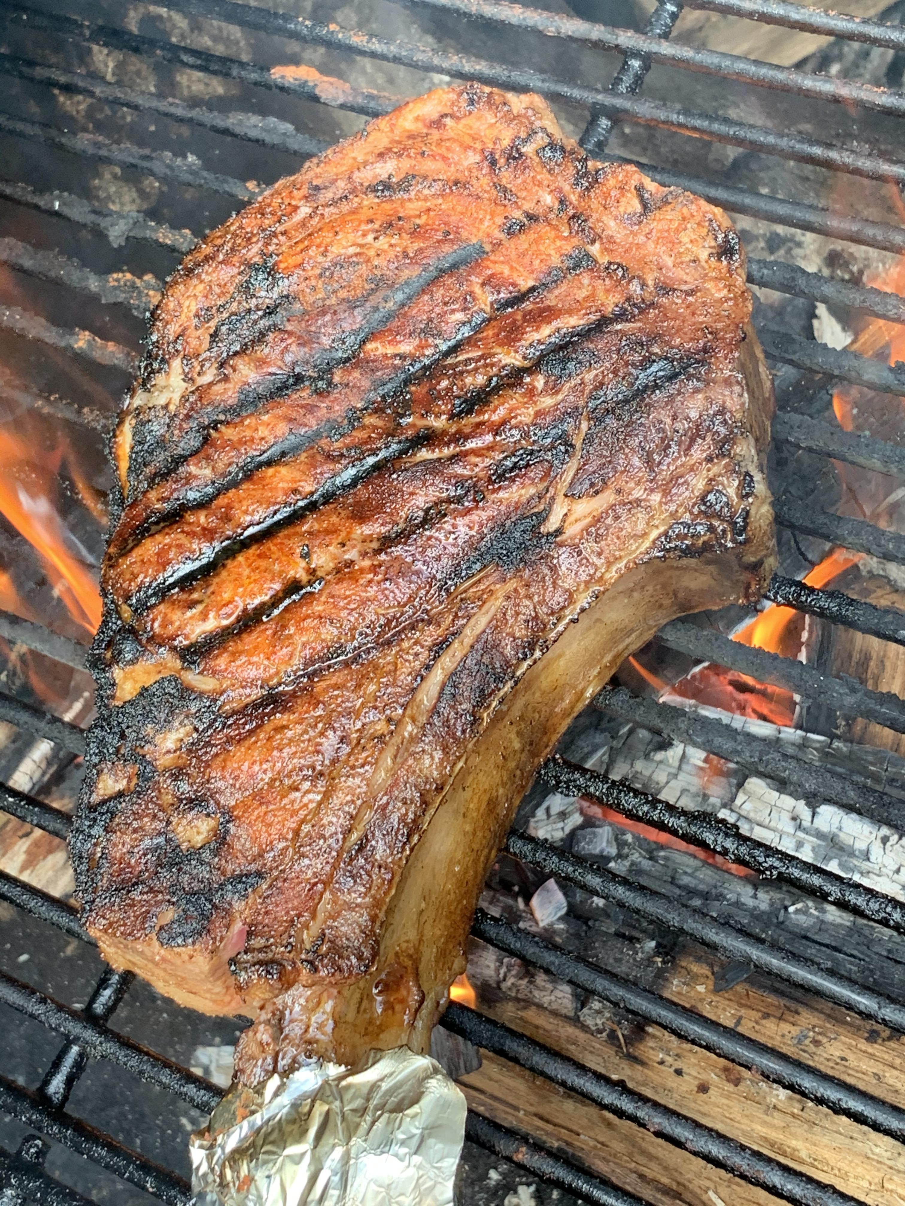 Cowboy Ribeye from Sam’s Club hickory wood on the grill r/steak