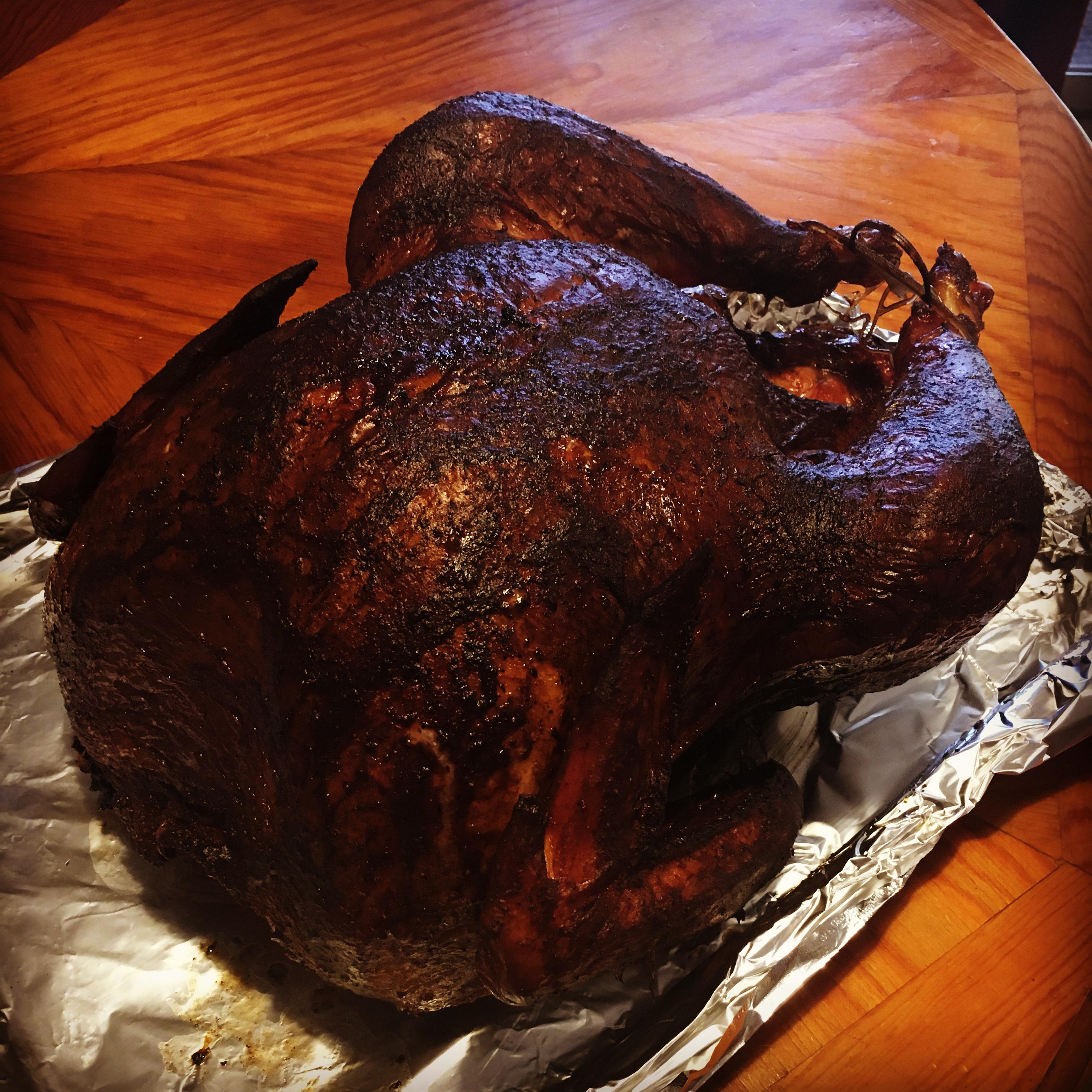 Smoked a turkey using Meat Church Honey Hog and it came out awesome