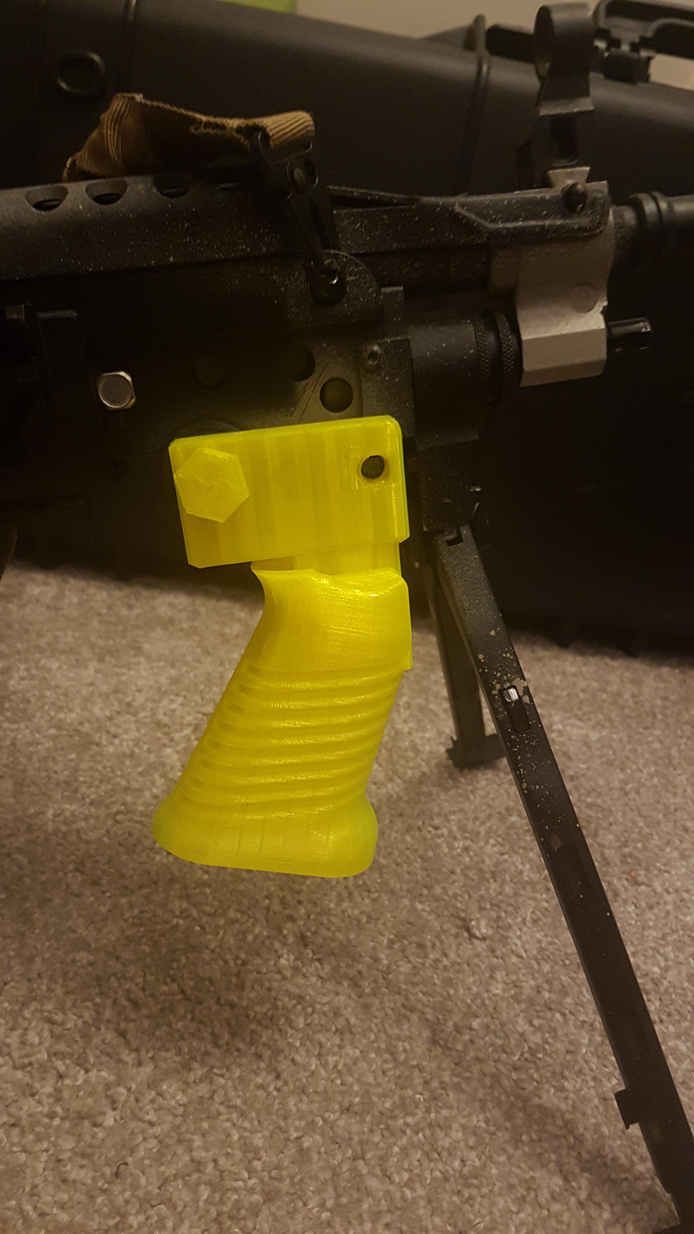 3d printed ranger grip mount with a SAW style ar15 pistol grip...in