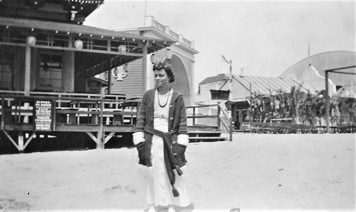 My grandmother standing in front of the Japanese Tea House. Long Beach