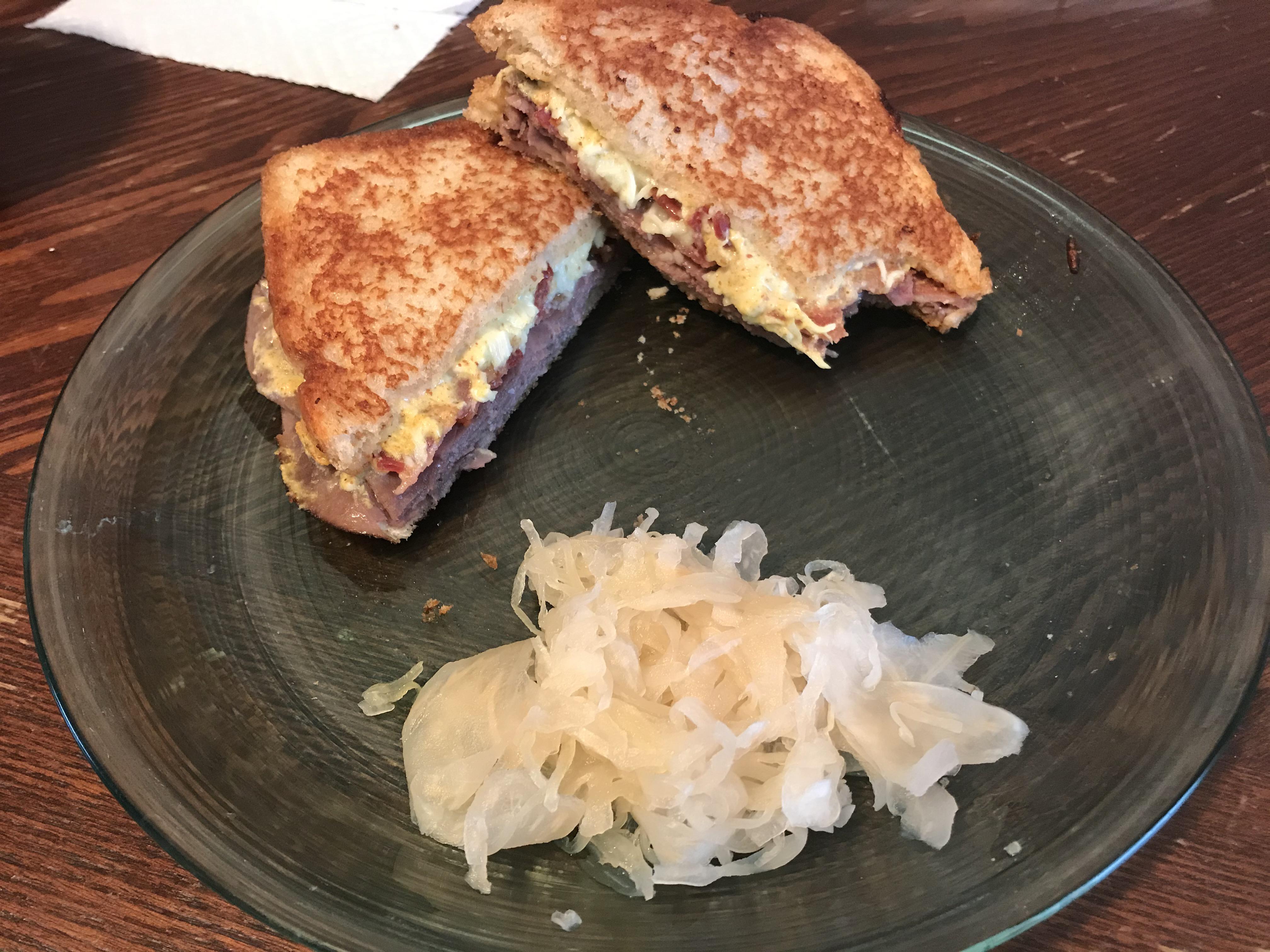 Pregnancy craving melt. Roast beef, bacon, brown mustard, mayo, and
