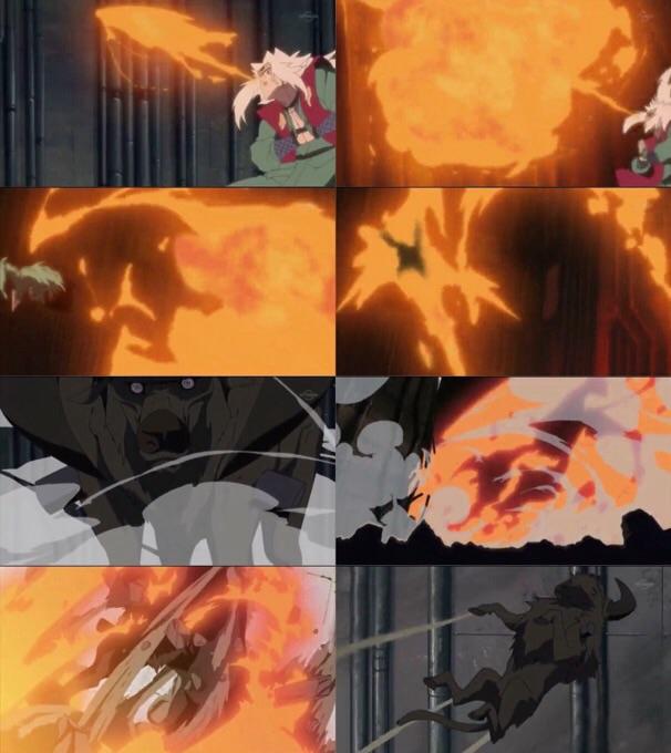 Jiraiya's Katon can obliterate giant Rinnegan monsters. Base Jiraiya's