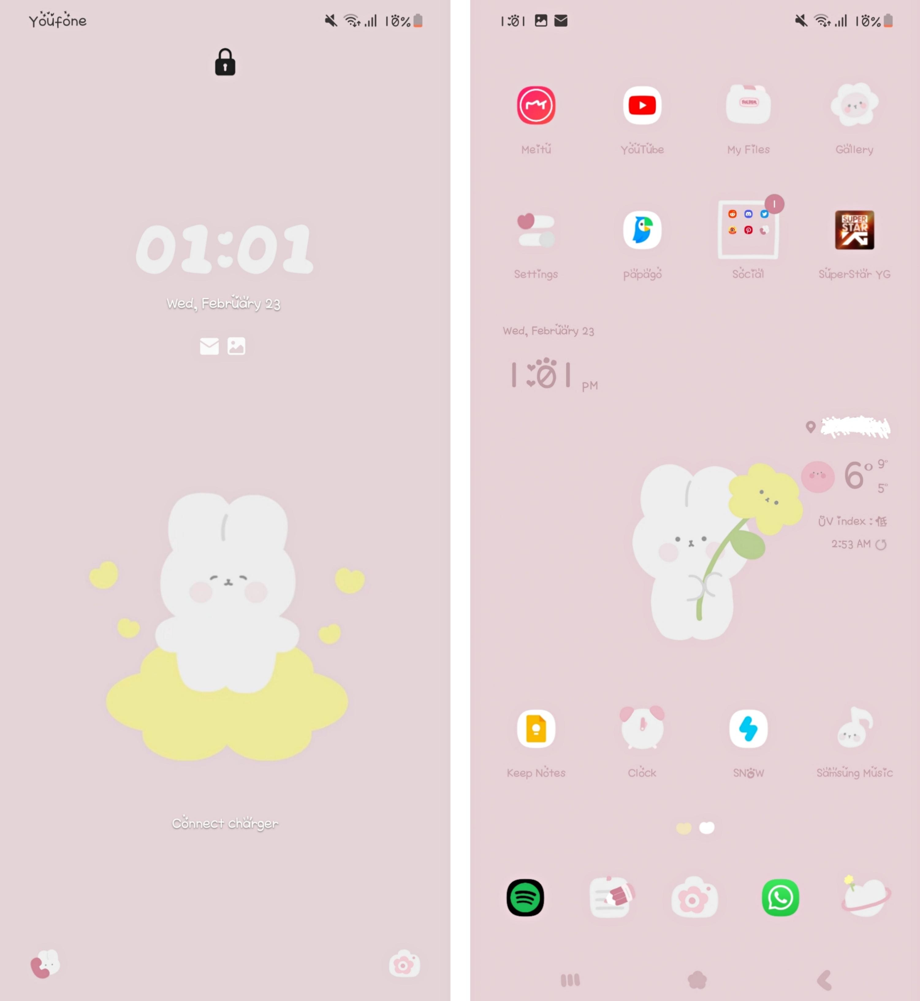 I'm in love with this cute theme from the samsung store Homescreens