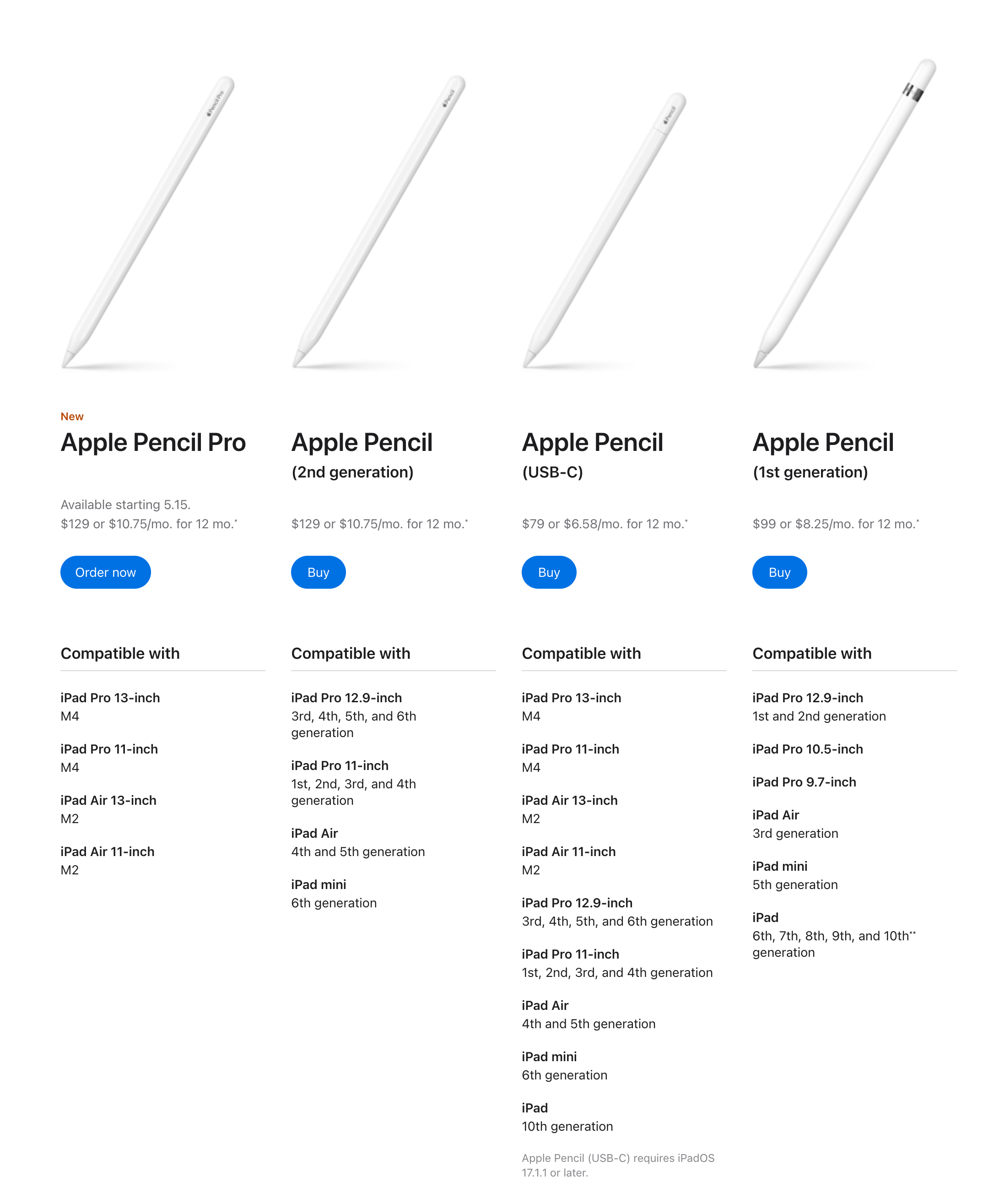 There are now 4 Apple Pencils with extremely limited cross