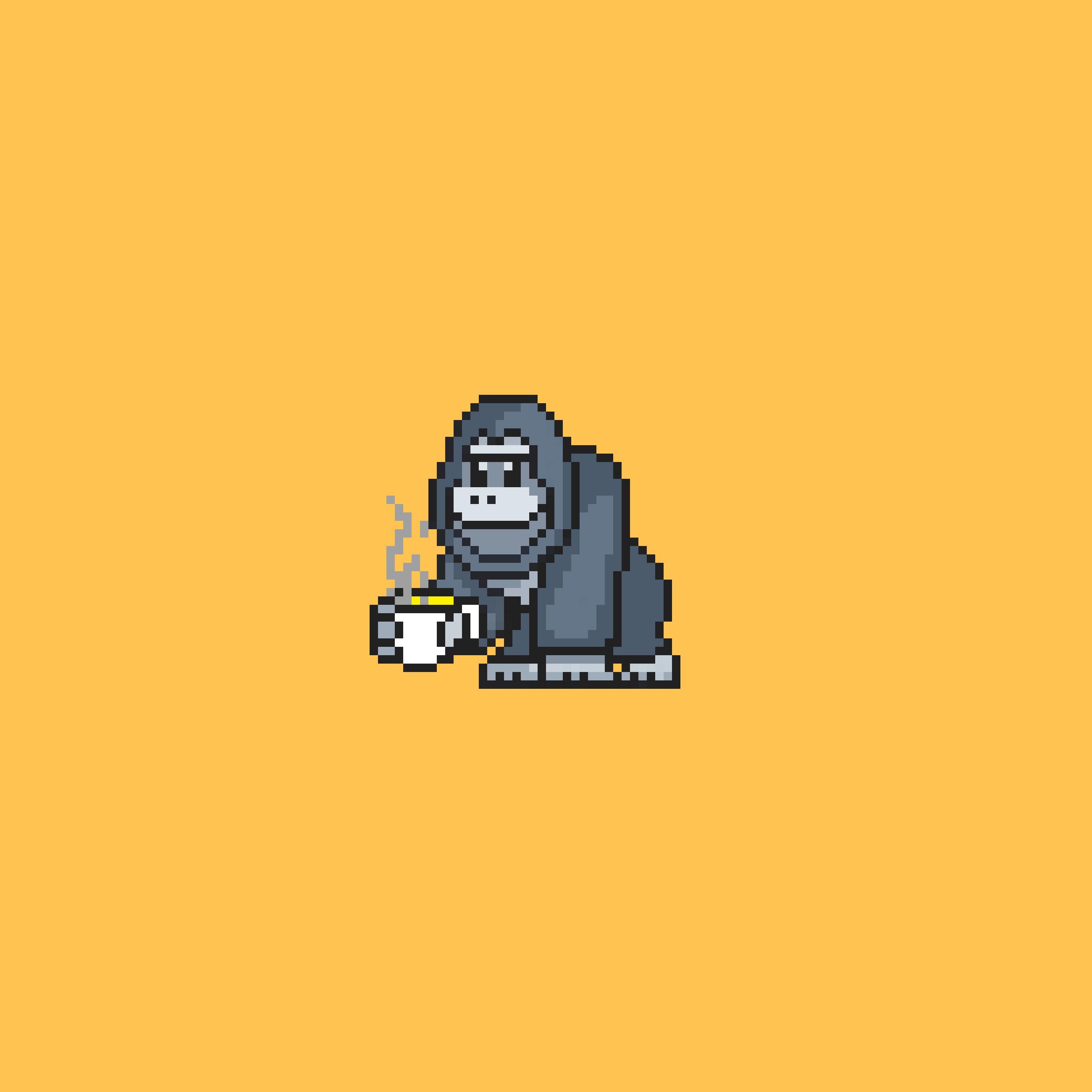 Gorilla drinking tea. r/PixelArt