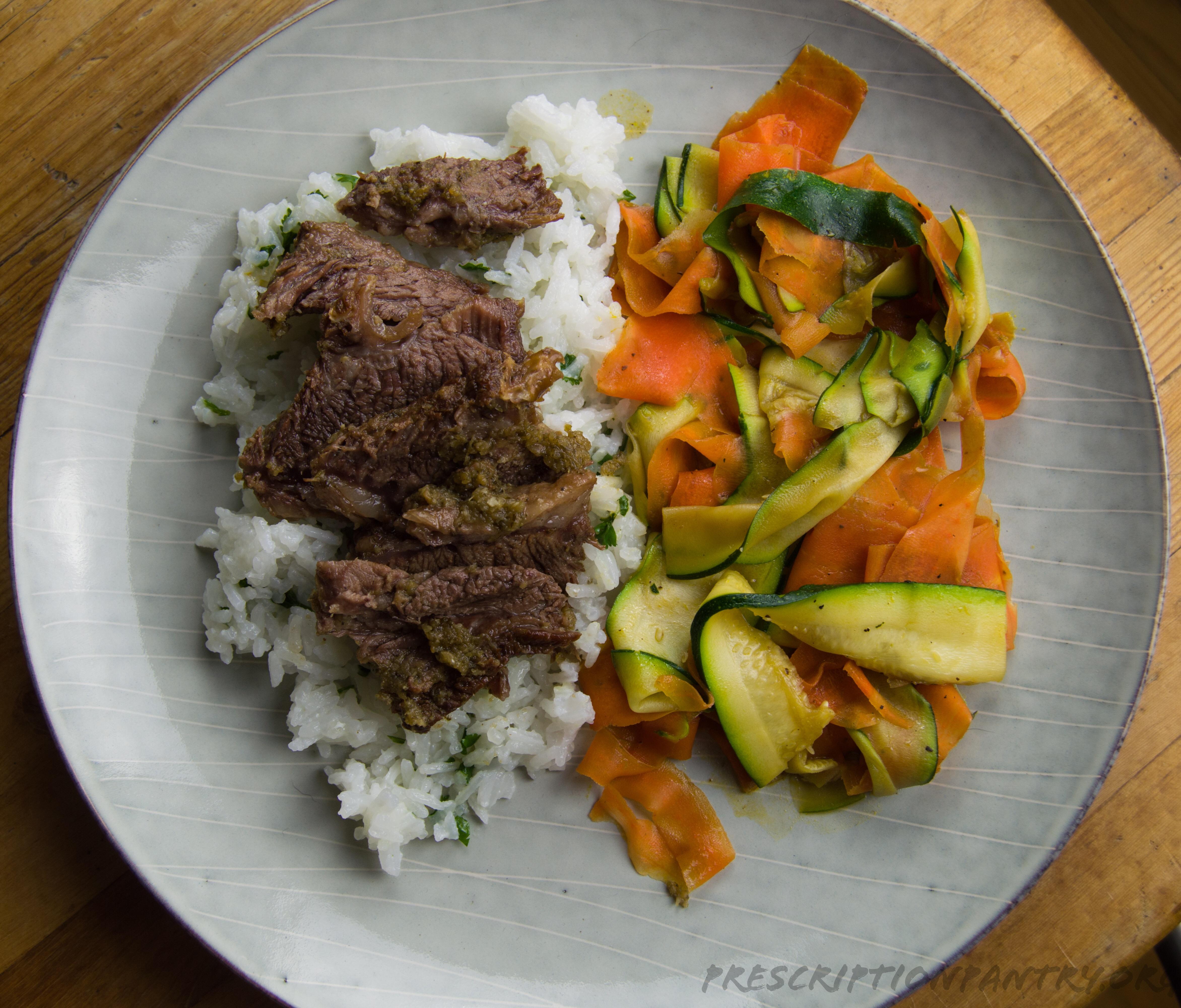 Korean Short Ribs with Vegetable Ribbons and Cilantro Jasmine Rice recipes