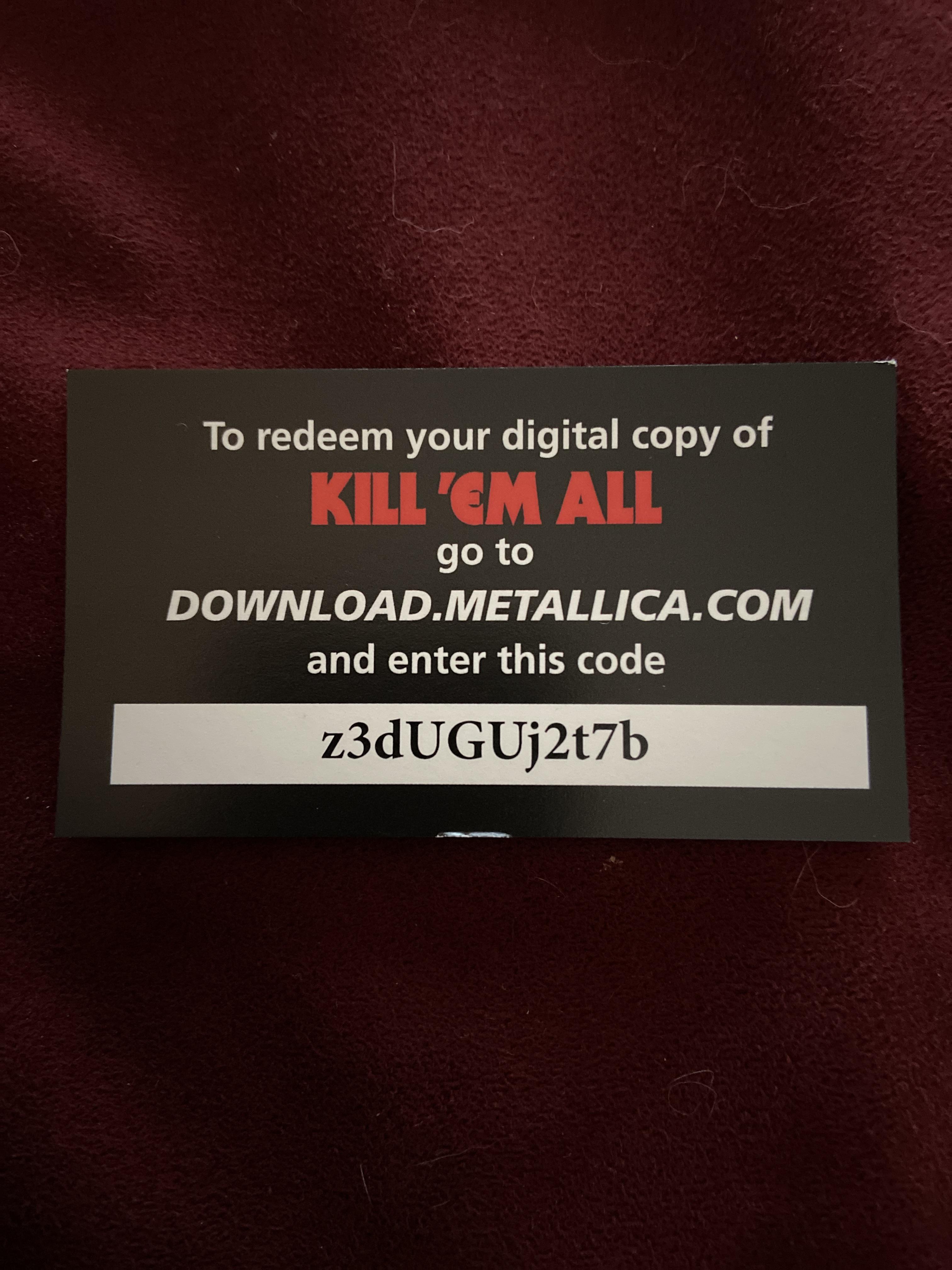 Found one more DL code... enjoy r/Metallica